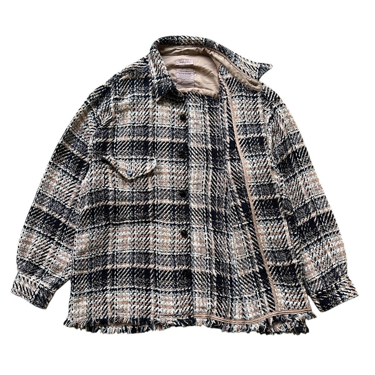 Beams Japan 🔥 Beams Shadow Plaid Knit Cpo Shirt Jacket Size US M / EU 48-50 / 2 - 7 Thumbnail