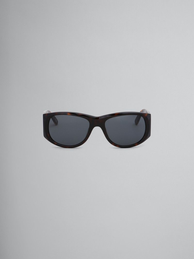 Marni o1w1db11125 Size :OS /Logo Acetate Wrap Sunglasses in Brown Size ONE SIZE - 1 Thumbnail