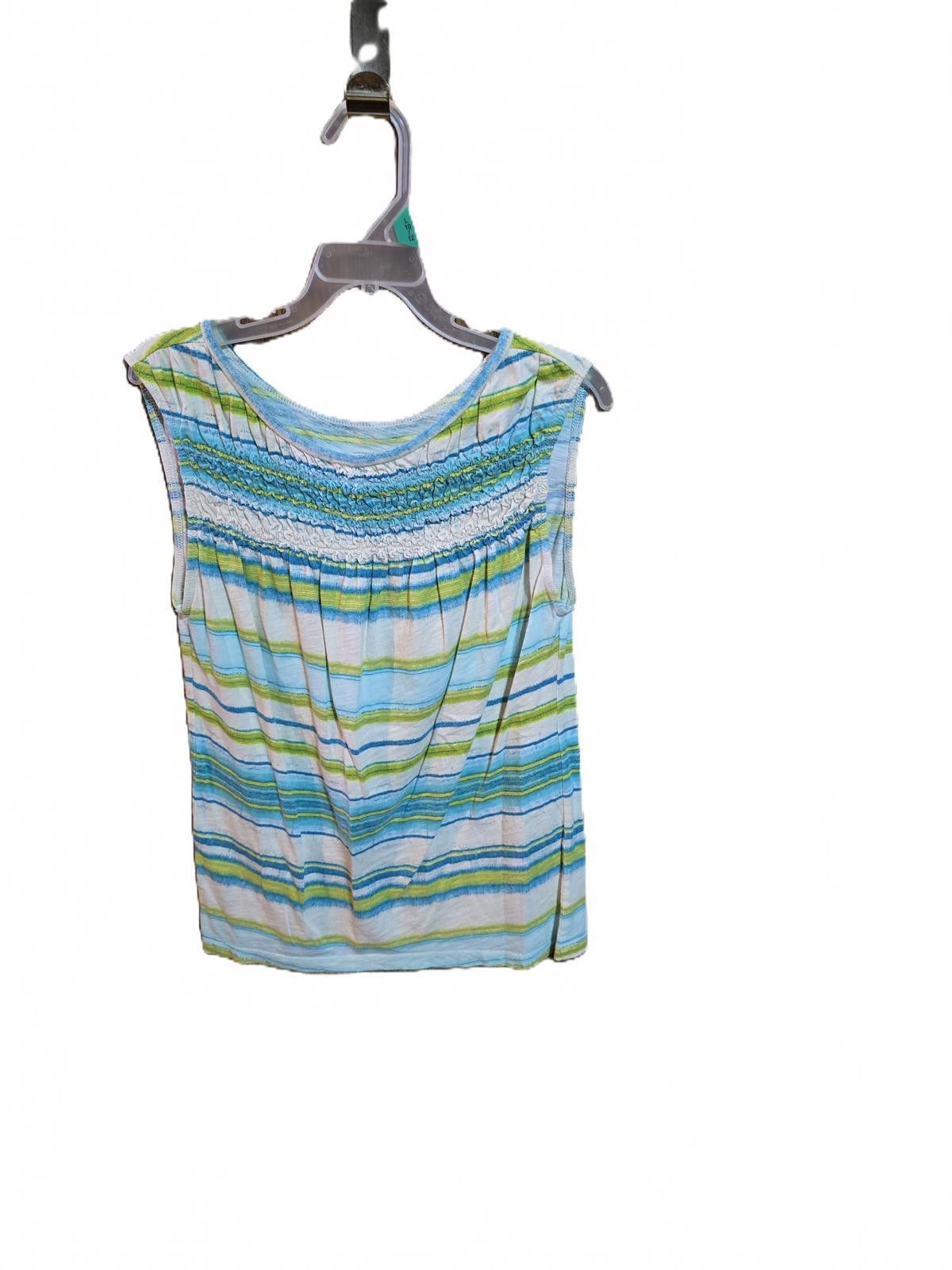 Other Ann Taylor Loft Sleeveless Blouse Blue Green & White Striped Size XS / US 0-2 / IT 36-38 - 1 Thumbnail