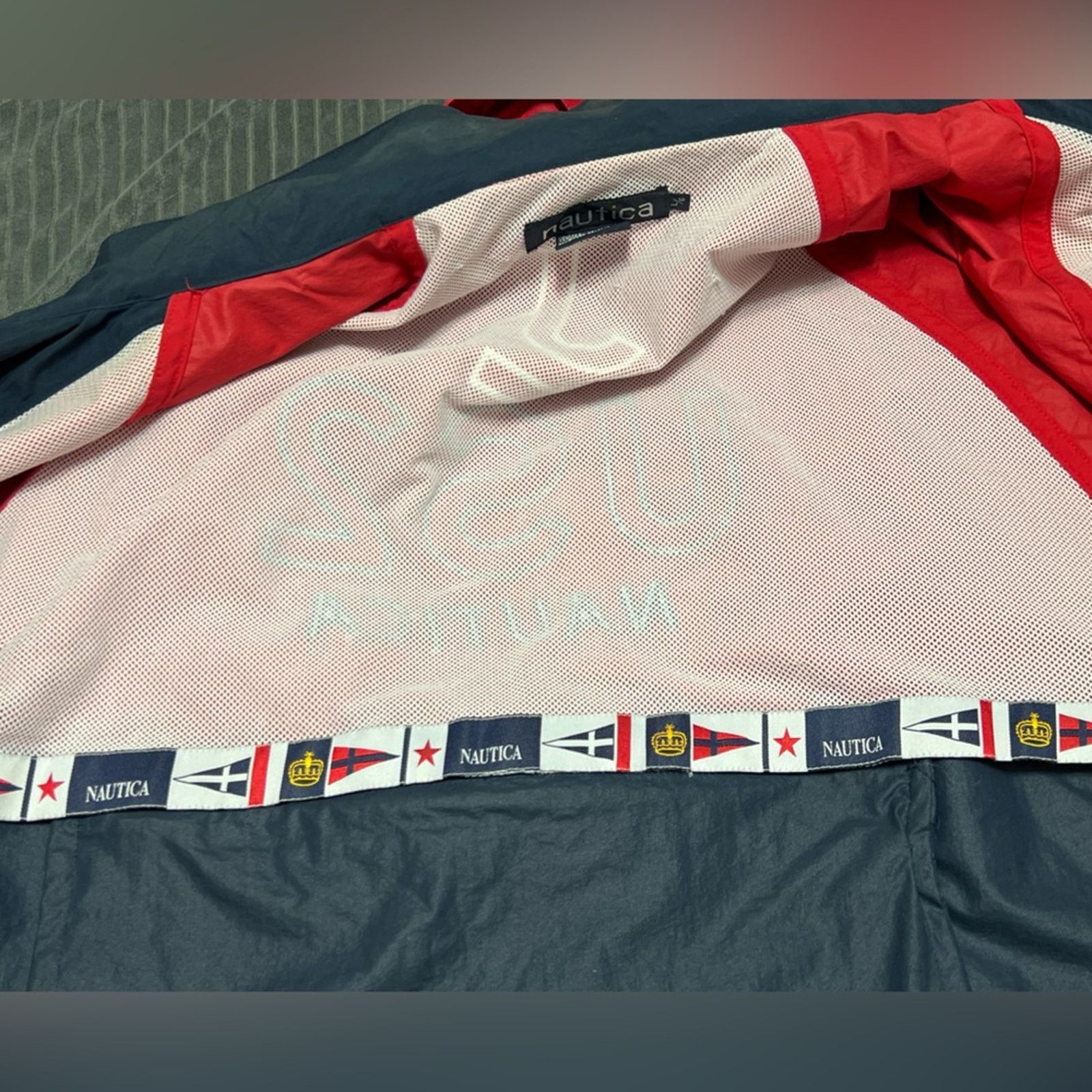 Nautica Vintage 90s Nautica Class Spell Out Sailing Jacket Red Navy Size US L / EU 52-54 / 3 - 6 Thumbnail