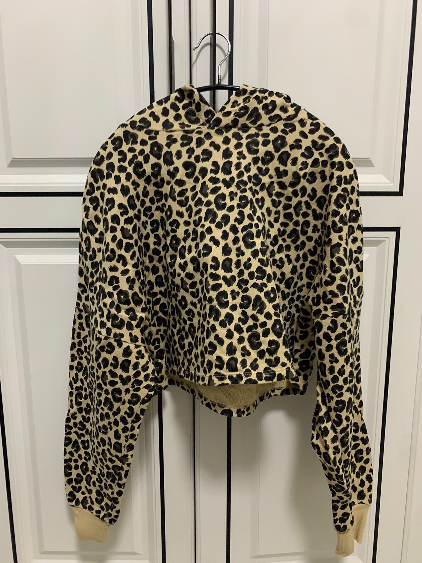 H&M Vintage Leopard Cheetah Print H&M Cropped Hoodie Crop Top Size S / US 4 / IT 40 - 1 Thumbnail