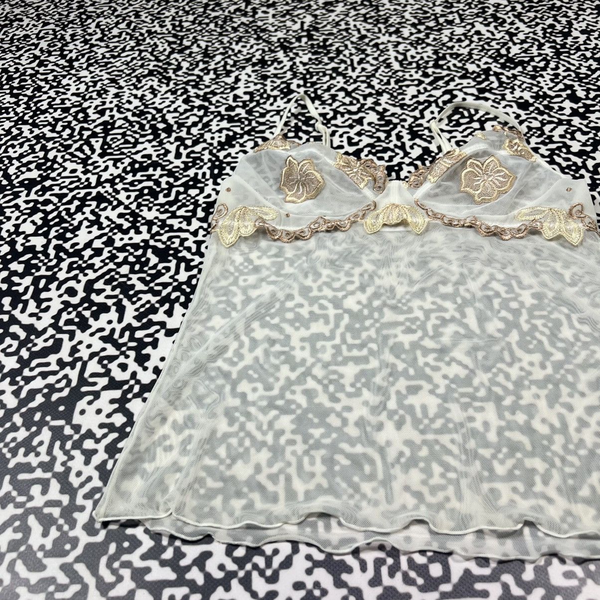 Japanese Brand Vintage Y2K Japanese Mesh Floral Sexy Retro Style Tank Top Size M / US 6-8 / IT 42-44 - 9 Thumbnail