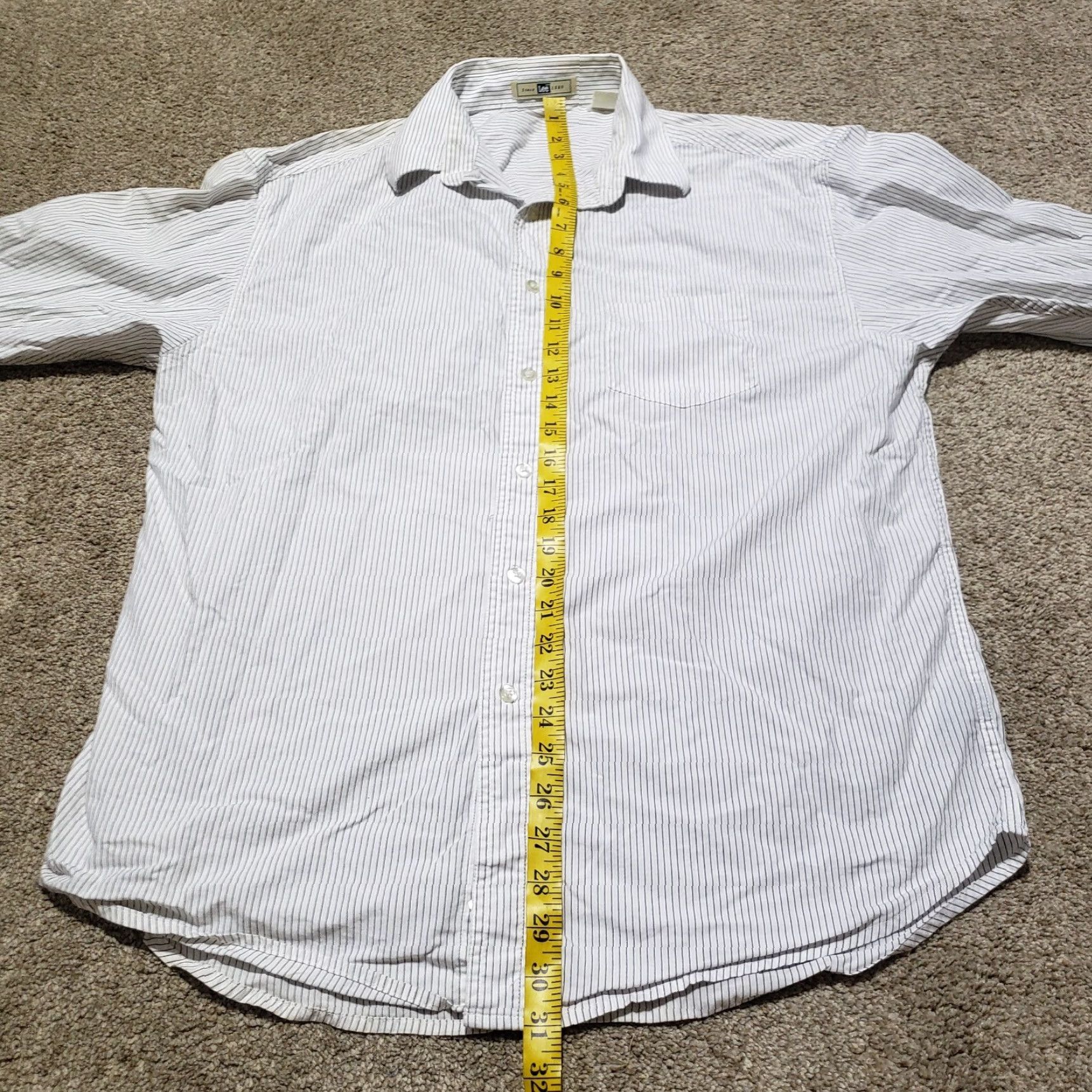 Lee Lee Striped Button-Up Shirt White Long Sleeve Adult L Large Mens Regular Fit Size US L / EU 52-54 / 3 - 6 Thumbnail