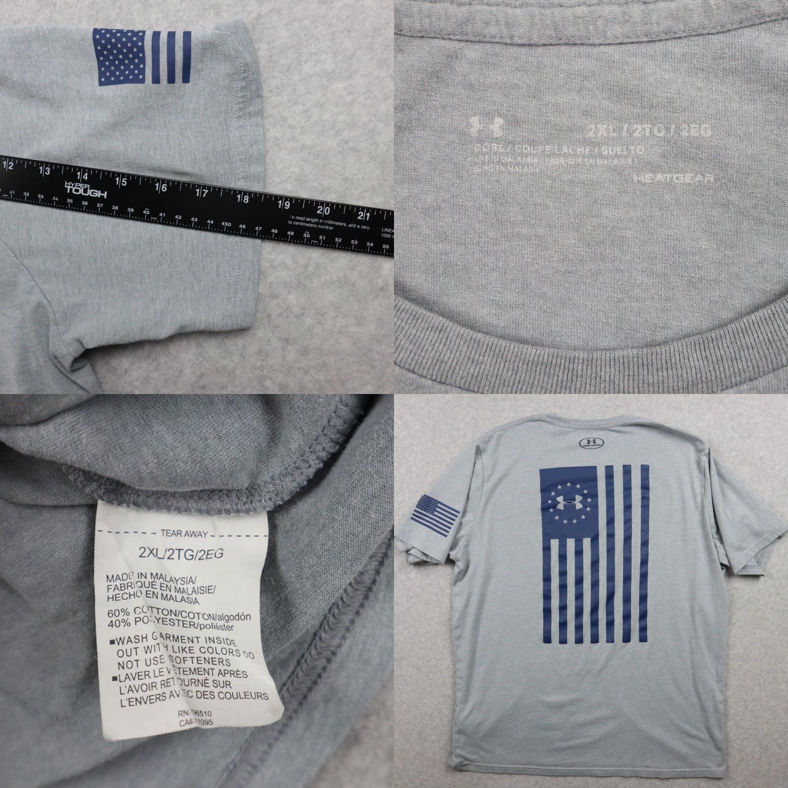 Under Armour Under Armour T-Shirt Mens XL HeatGear Freedom Flag Tee Gray Short Sleeve Size US XL / EU 56 / 4 - 8 Thumbnail