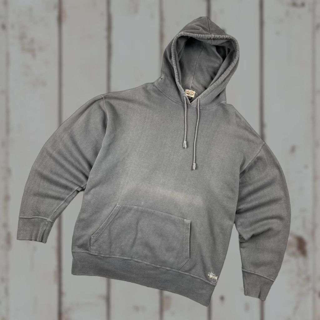 Vintage VINTAGE Stussy Hoodie Garment Workgear Gray XL Men 90s Crew Neck Fleece Cotton Hooded Pullover Skateboarding Size US XL / EU 56 / 4 - 1 Thumbnail