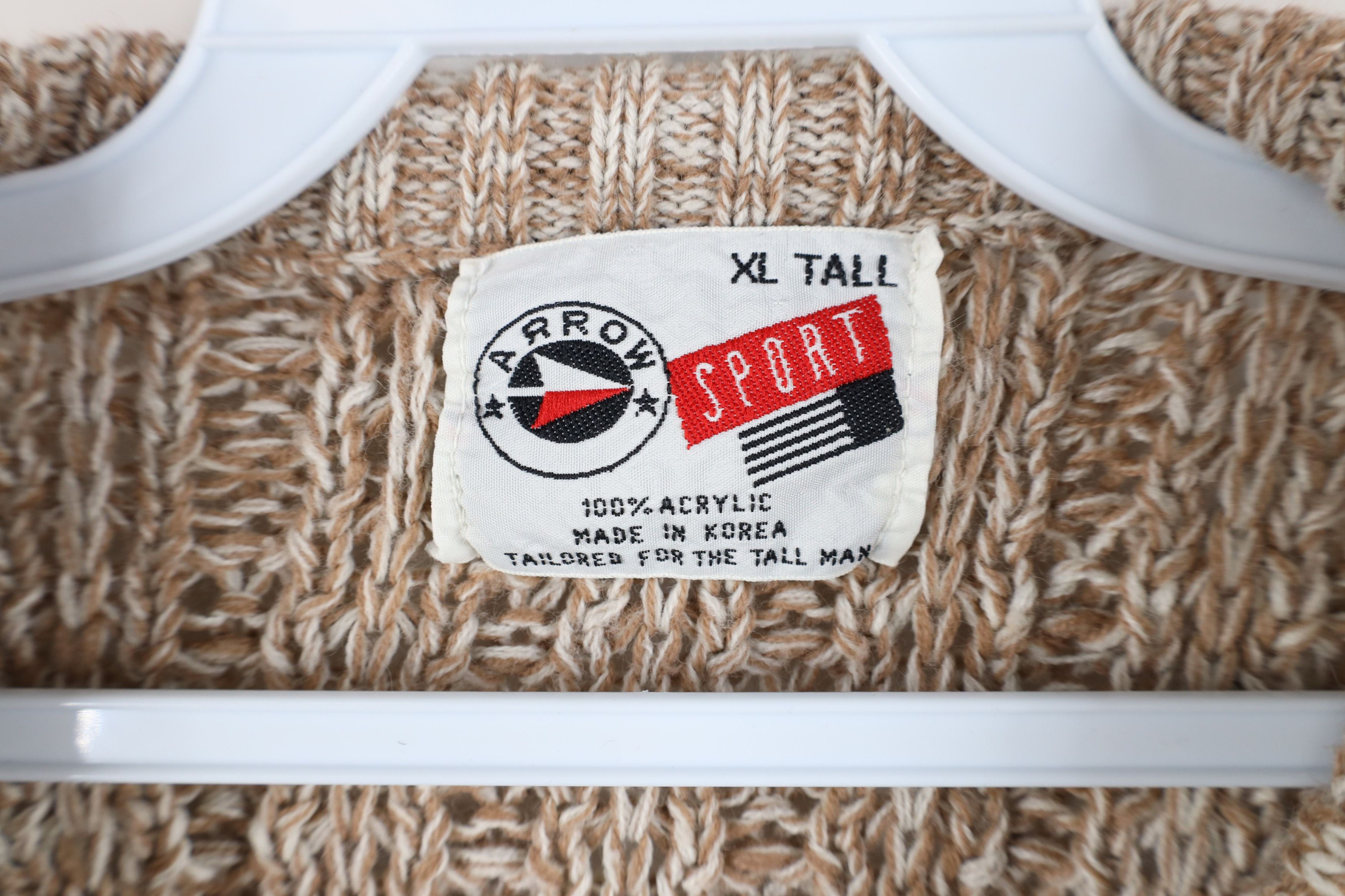 Vintage Vintage 90s Streetwear Ribbed Knit Crewneck Sweater Beige Size US XL / EU 56 / 4 - 5 Thumbnail