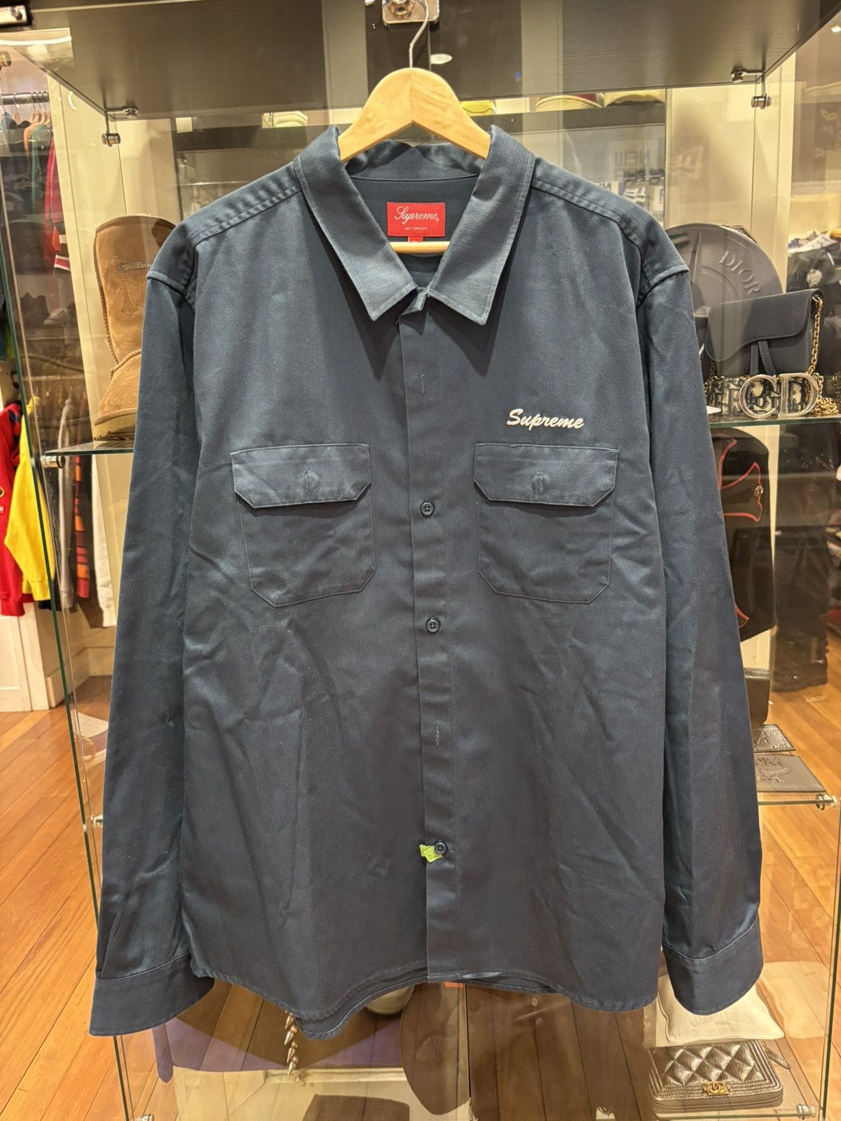 Supreme Supreme SS18 Color Blocked Work Shirt Blue And Red | Grailed