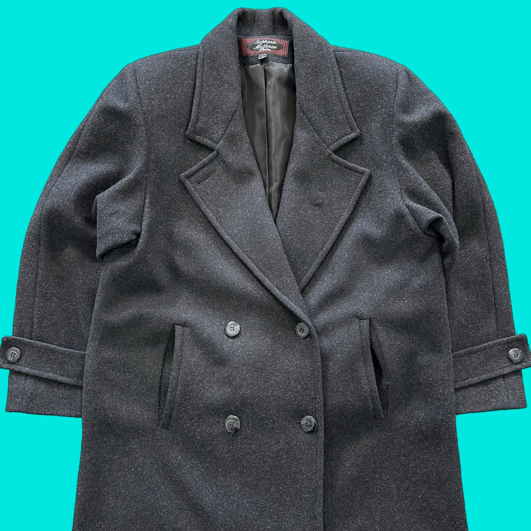 Doublet Stephanie Mathews Coat Womens 10 M Vintage Overcoat Wool Gray Tweed Long Sleeve Button Zip Hallmark Vintage Trench Size L / US 10 / IT 46 - 1 Thumbnail