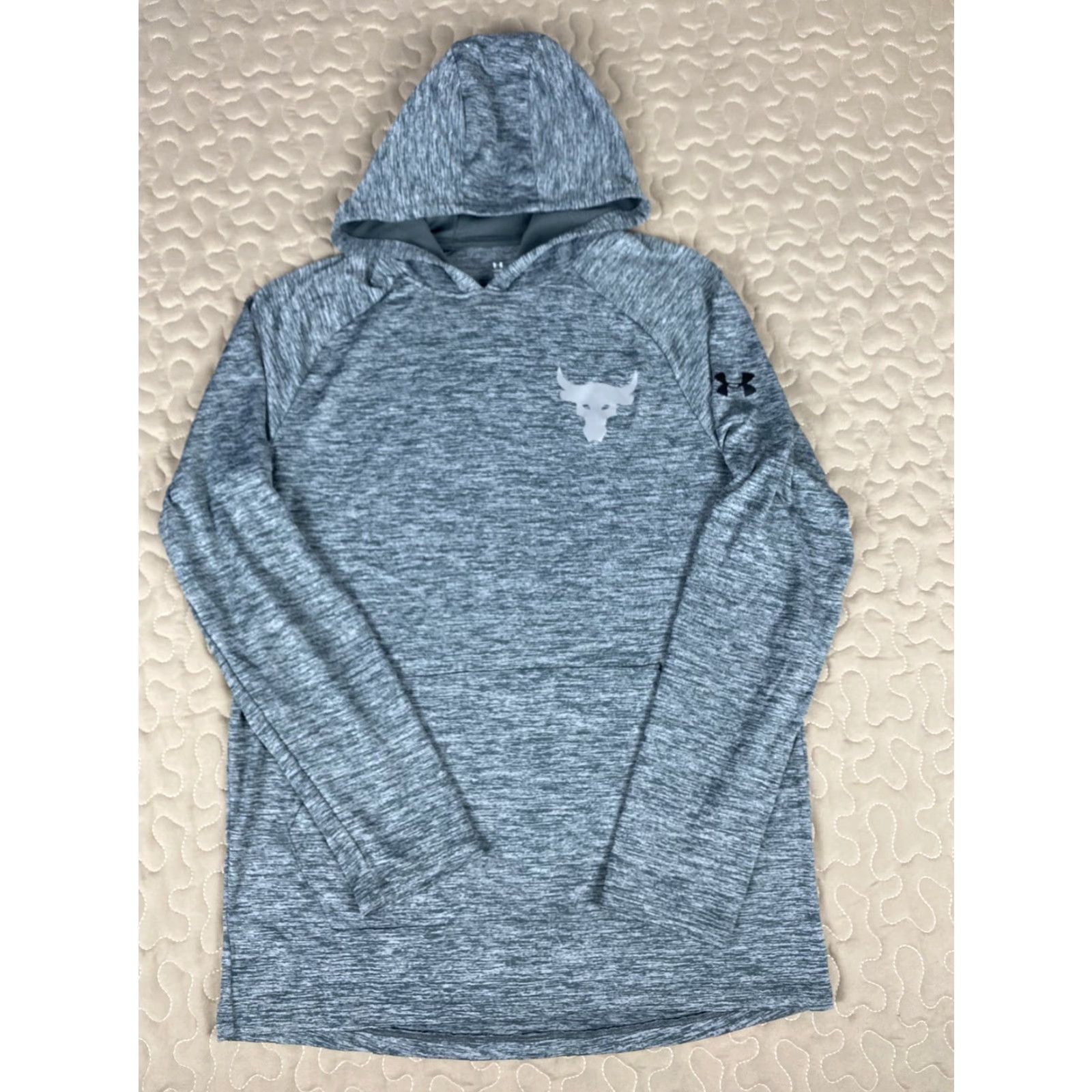Under Armour VINTAGE Project Rock Under Armour HeatGear Light Workout Hoodie Shirt Mens Sz S Gray Size US S / EU 44-46 / 1 - 2 Thumbnail