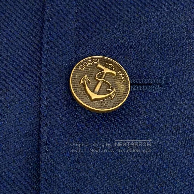 Gucci Gucci Dark blue logo anchor metal buckle lapel long-sleeve Size 48R - 5 Thumbnail