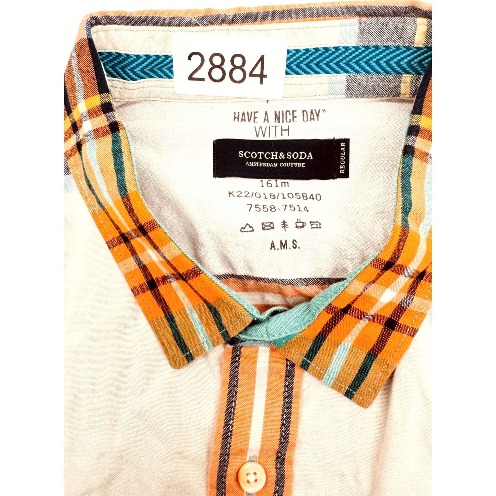 Scotch & Soda Scotch & Soda Shirt XL Mens Green Multicolour Regular Cotton Button-Up Long Sleeve Twill Striped 2884 Size US XL / EU 56 / 4 - 2 Thumbnail