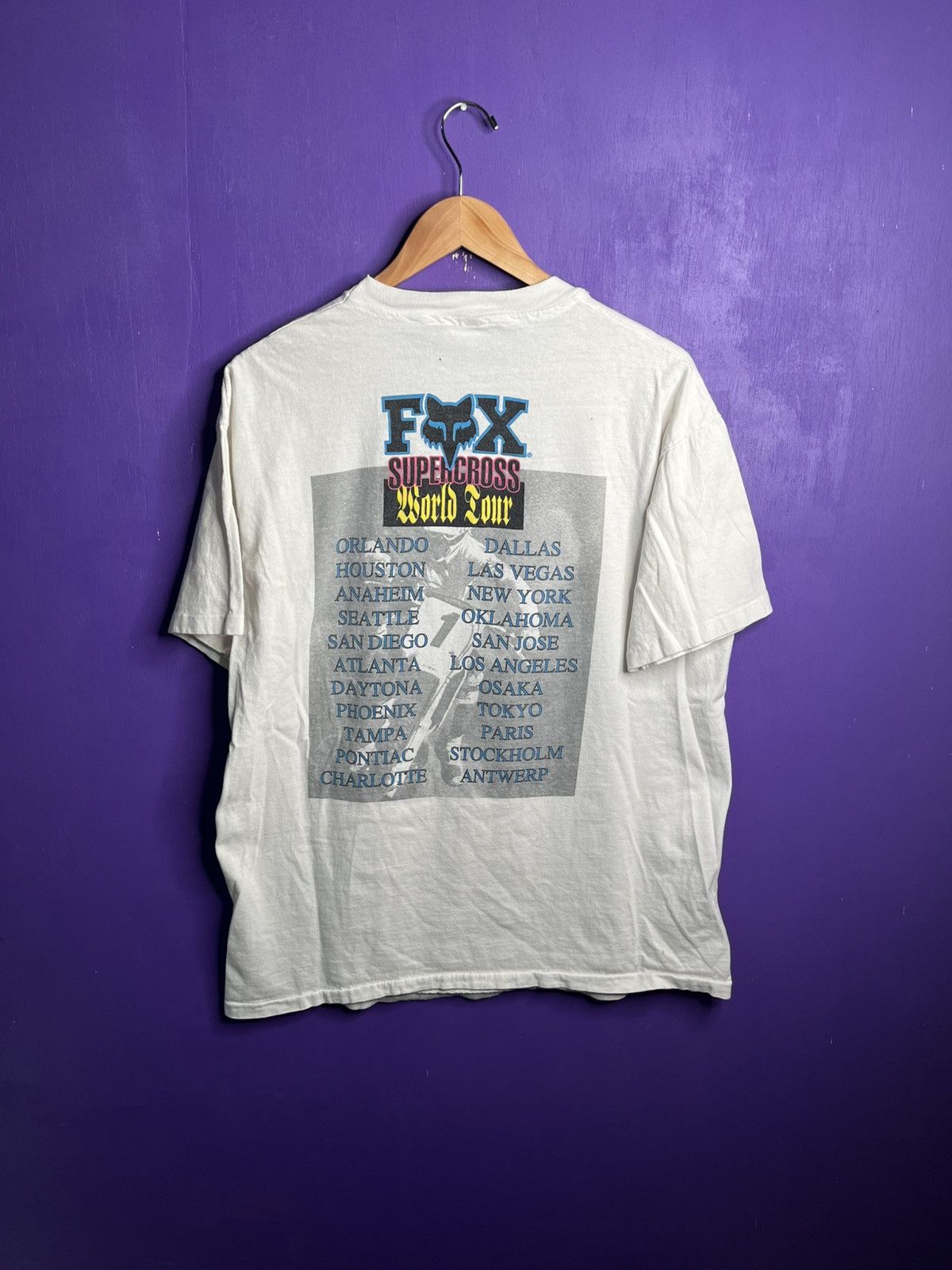Fox Racing × Vintage Vintage 90s FOX racing supercross world tour tee Size US XL / EU 56 / 4 - 2 Thumbnail