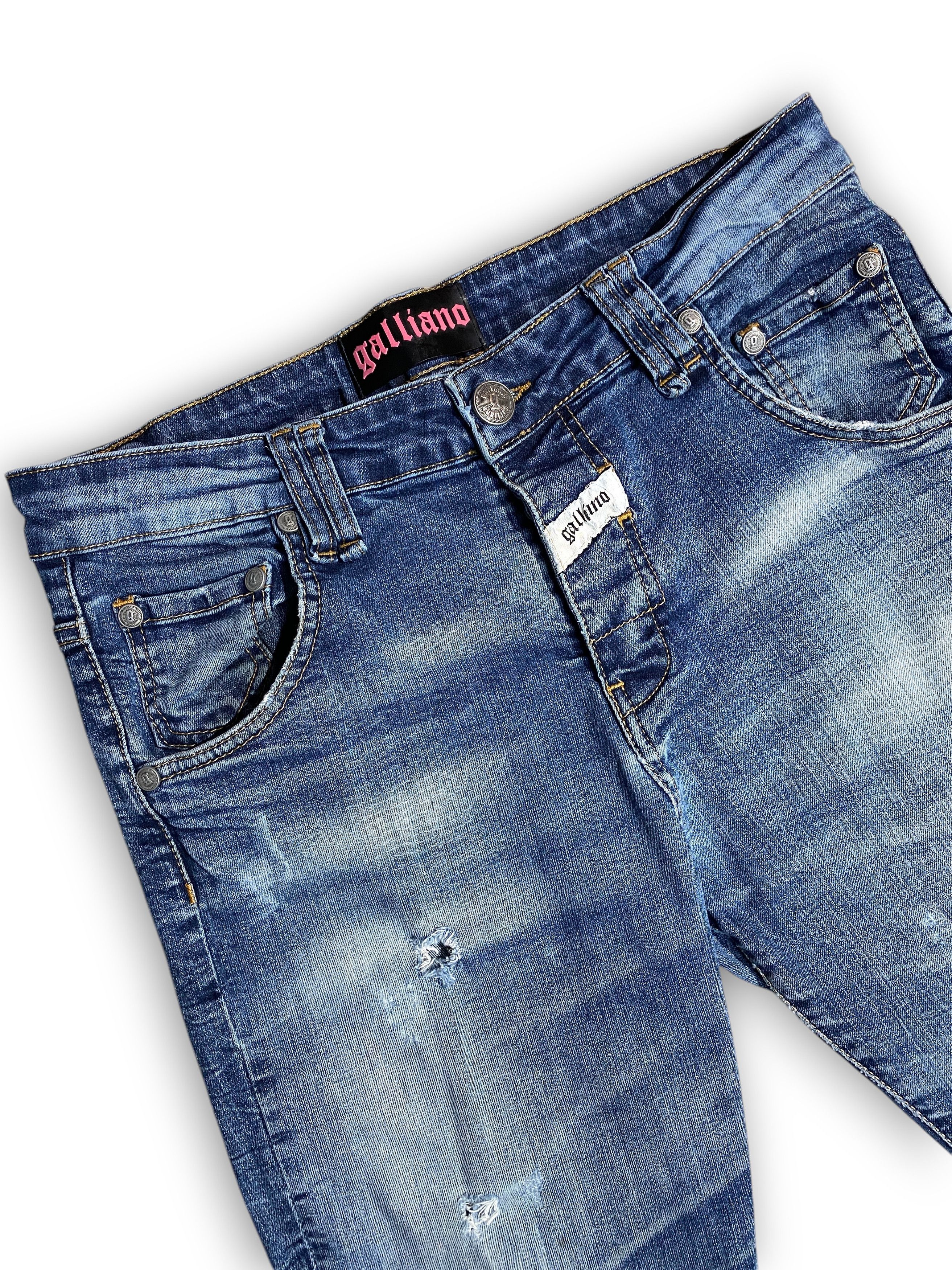 John Galliano Galliano Distressed Washed Ripped Gothic Slim Jeans Vintage Size US 34 / EU 50 - 4 Thumbnail