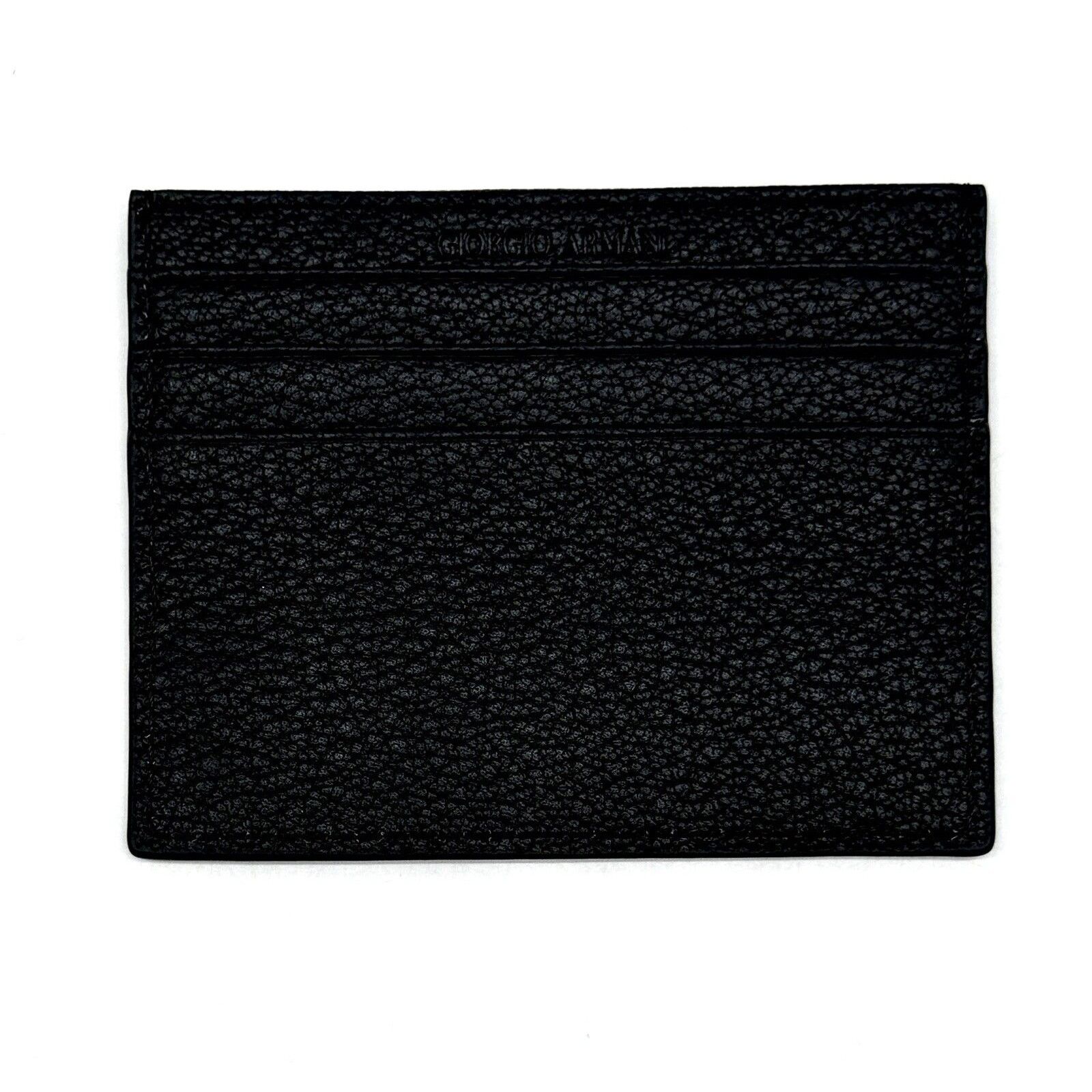 Giorgio Armani Giorgio Armani Leather Card Holder Wallet In Black New Size ONE SIZE - 2 Thumbnail