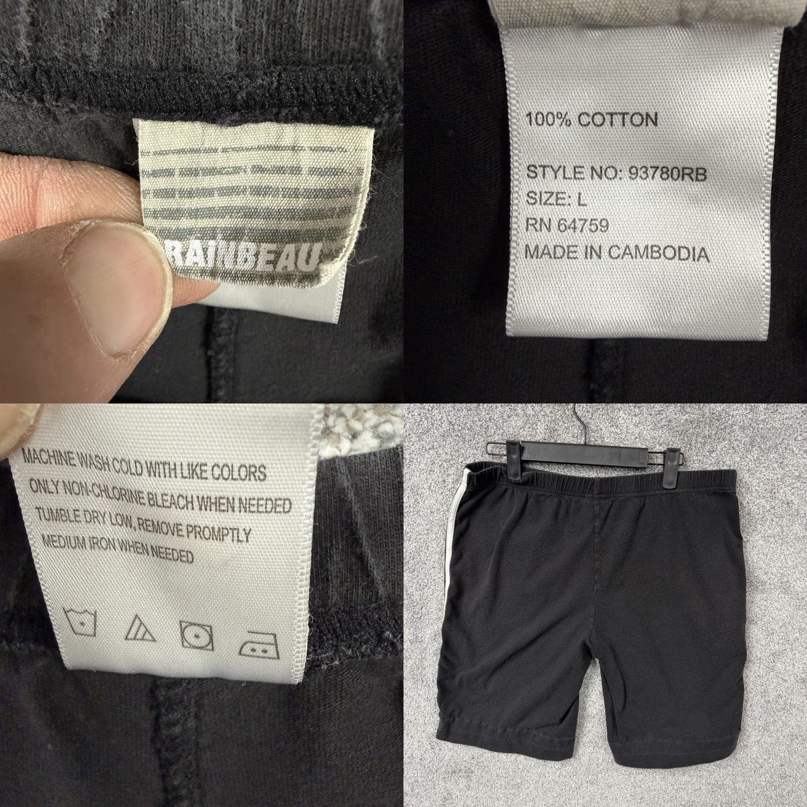 Etro VINTAGE Rainbeau Women's L Black 32 in Waist 11 in Inseam Pull-On Athletic Shorts 100% Cotton Jersey Retro 90s Sports Casual Summer Womens Size 36" / US 14 / IT 50 - 8 Thumbnail