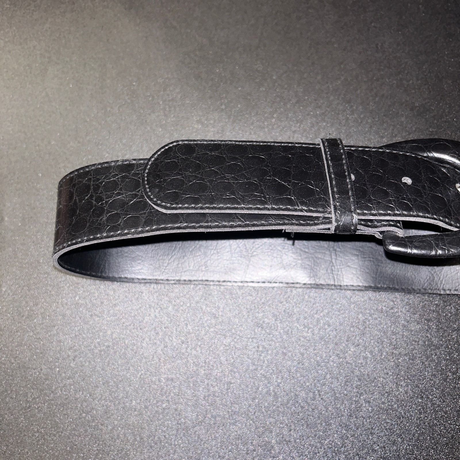 Other Black textured Faux Leather Silver-Tone Hardware Belt 10 Size ONE SIZE - 3 Thumbnail