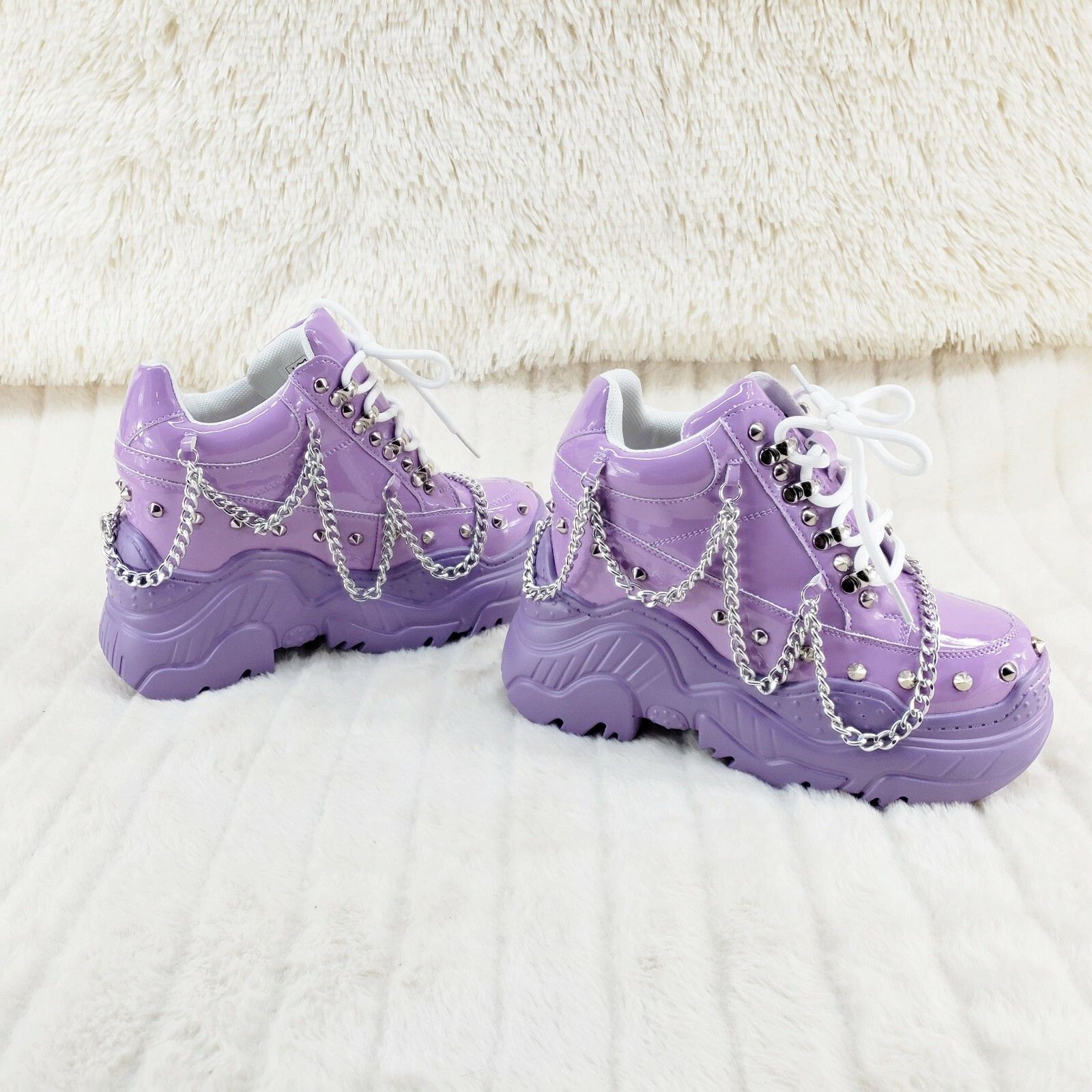 Other Space Candy Lilac Purple Platform Chain Sneaker Hidden Wedge Size US 7.5 / IT 37.5 - 5 Thumbnail