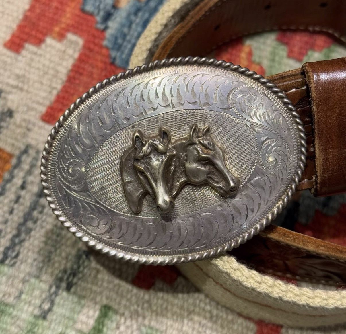 Ralph Lauren Ralph Lauren RL Overlay Carved Horse Head Buckle Belt K22 Size ONE SIZE - 3 Thumbnail