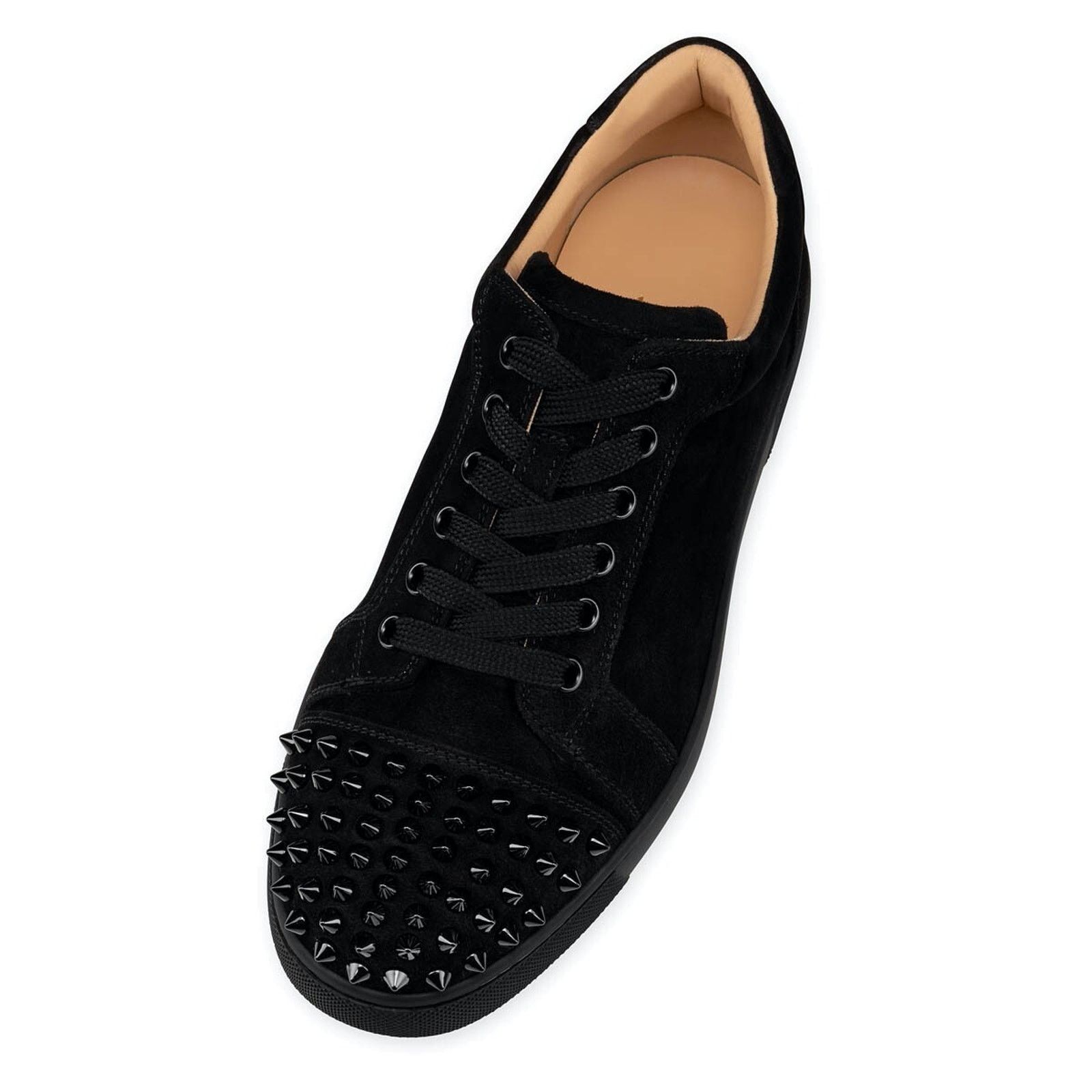 Christian Louboutin Vieira Spikes Flat Black Suede Lace Up Low Top Sneaker 40.5 Size US 10.5 / IT 40.5 - 6 Thumbnail