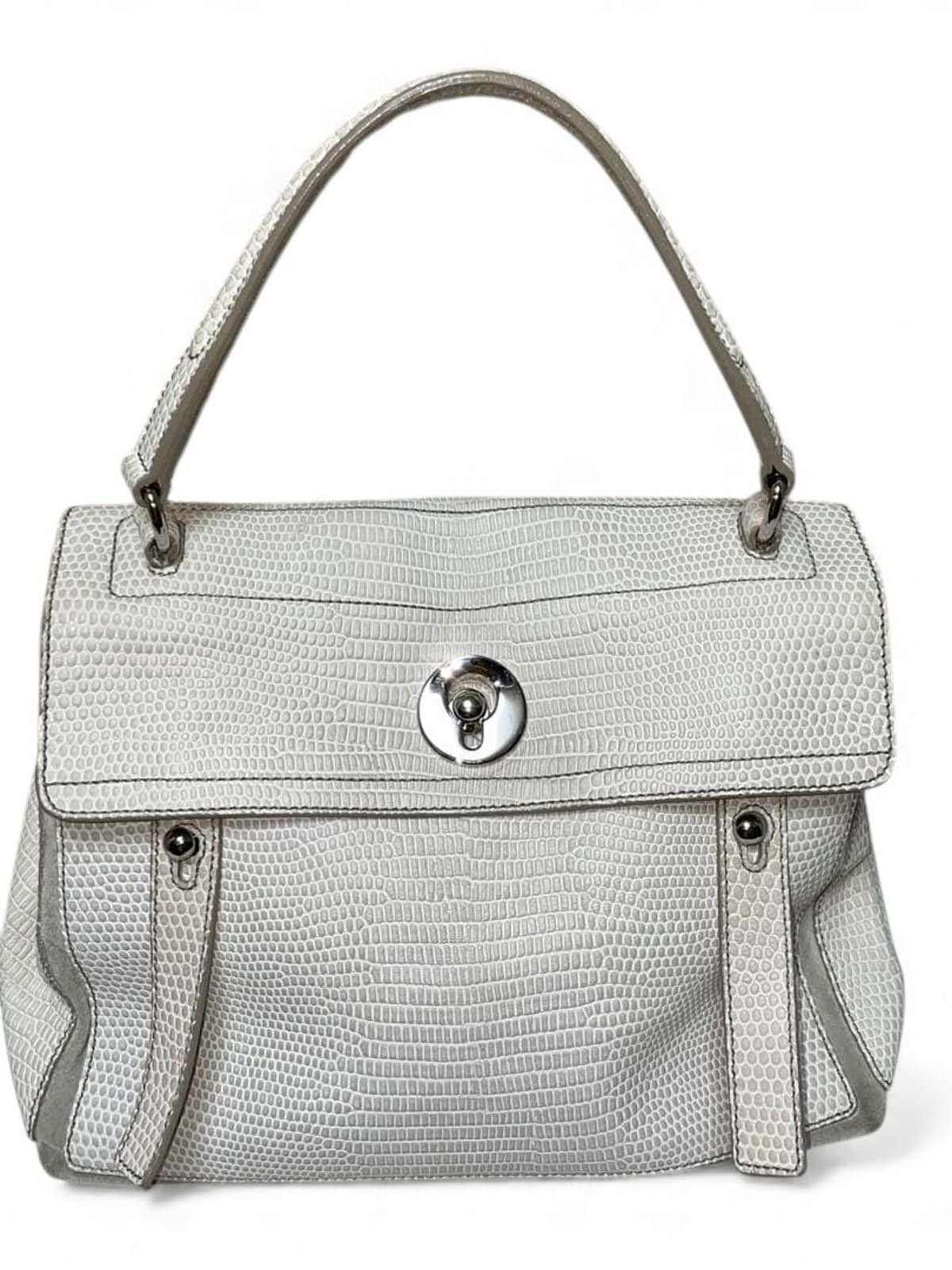 Saint Laurent Paris Saint Laurent - White Textured Leather Handbag Croco Size ONE SIZE - 7 Thumbnail