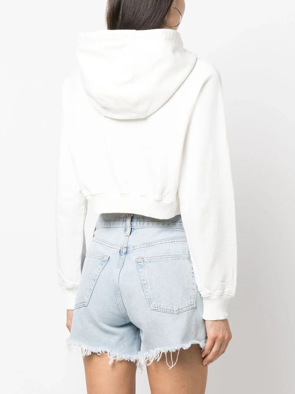 o1mle0325 Jeu De Tennis Embroidered Cropped Hoodie in White