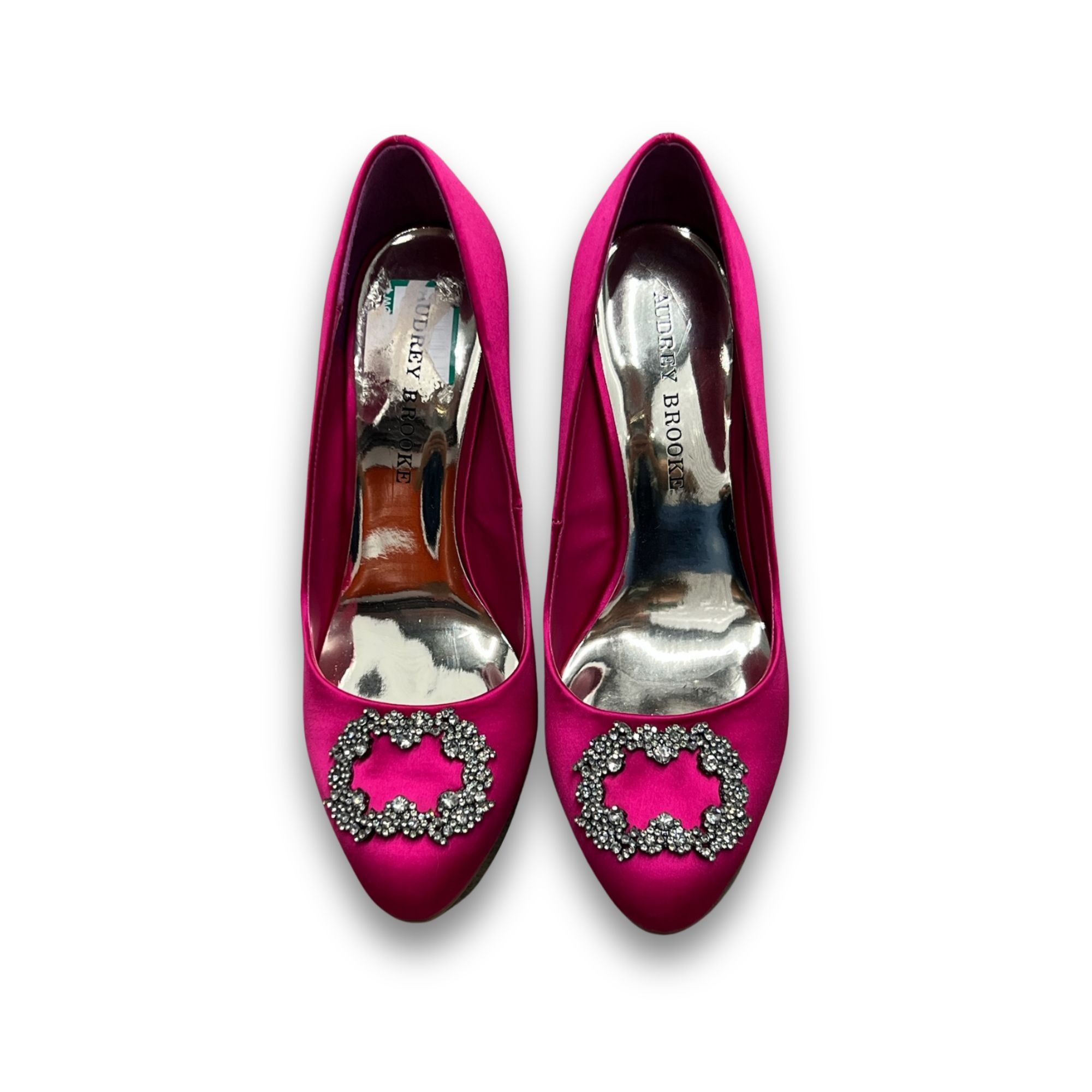 Other Audrey Brooke Fuchsia Bella Heels 8.5M Satin Upper & Leather Size US 8.5 / IT 38.5 - 2 Thumbnail