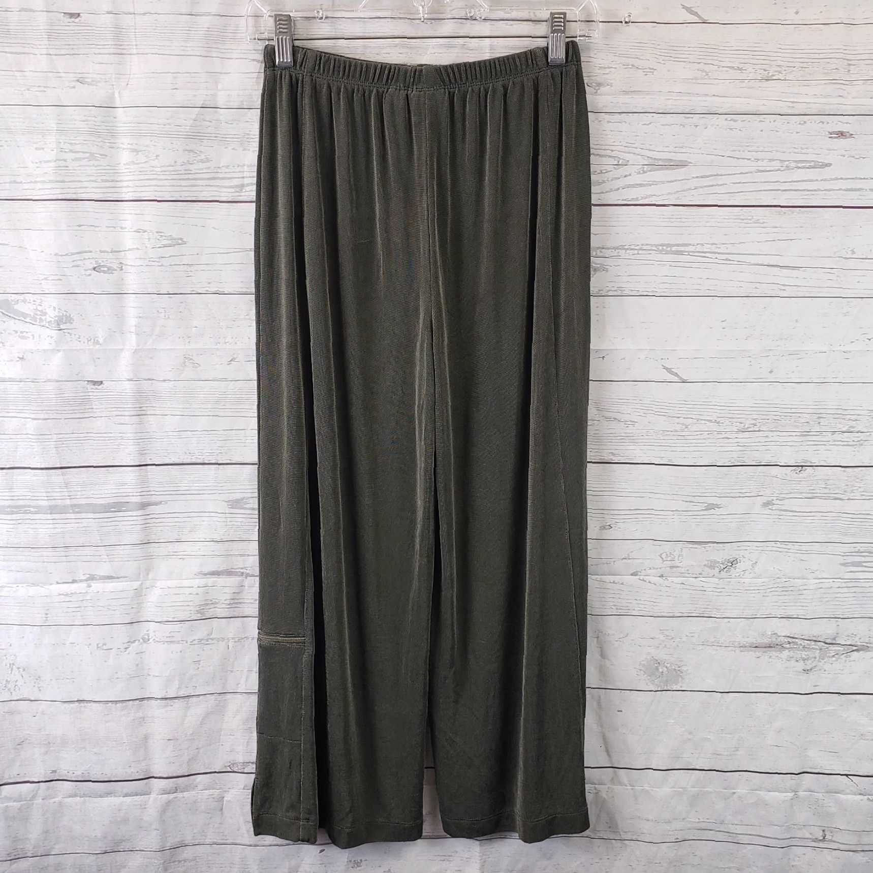 Vintage Chicos Travelers Womens Cropped Pants Sz Small Green Pull On High Rise Slinky Size 28" / US 6 / IT 42 - 3 Thumbnail