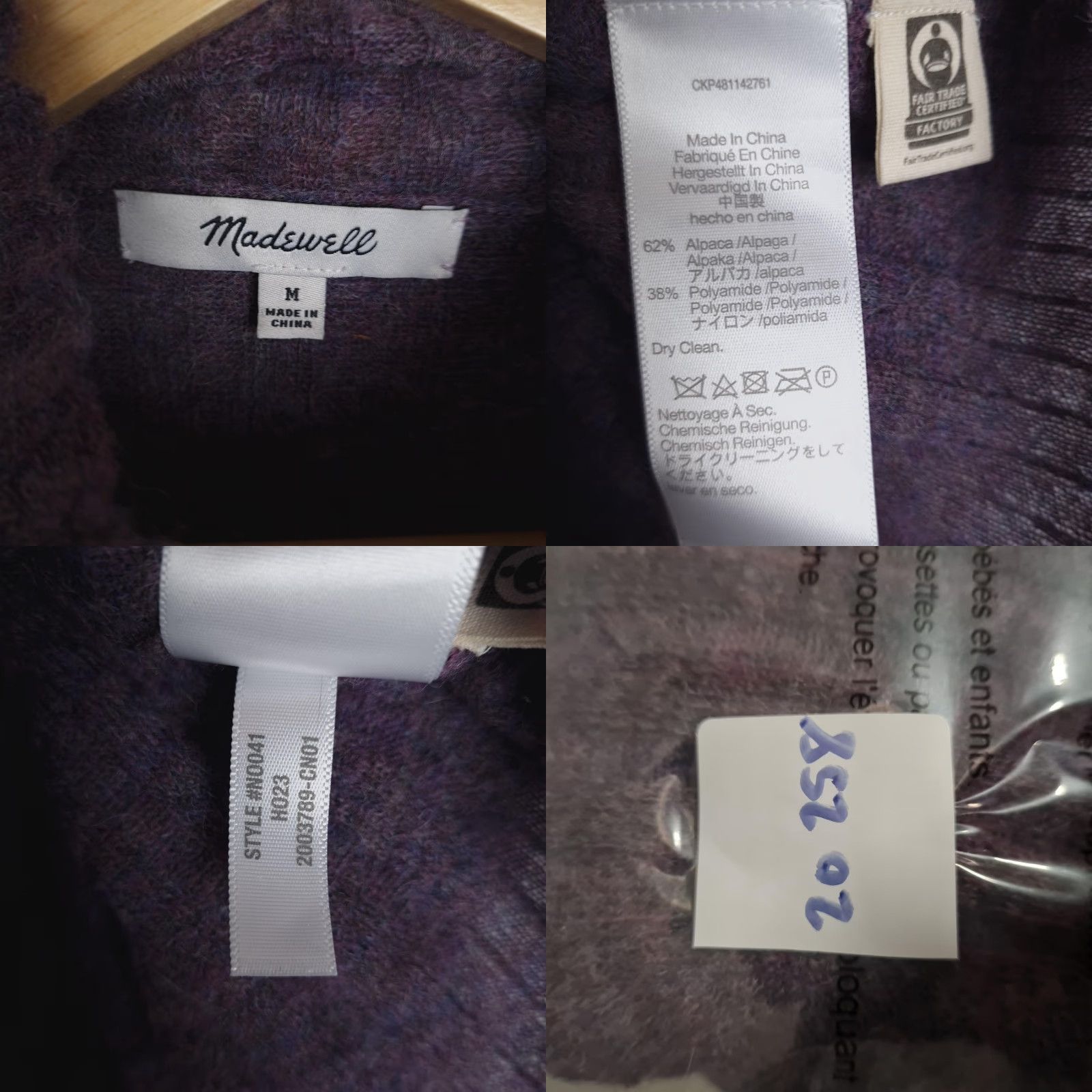 Madewell Madewell Sweater Womens Medium Purple Alpaca Mock Neck Ribbed Knit Pullover Size M / US 6-8 / IT 42-44 - 11 Thumbnail