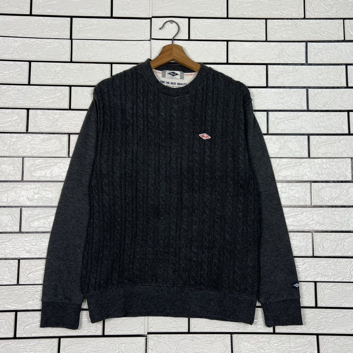 Japanese Brand BALL Hybrid Knitted Crewneck Sweatshirt #4101-C186 Size US M / EU 48-50 / 2 - 1 Thumbnail