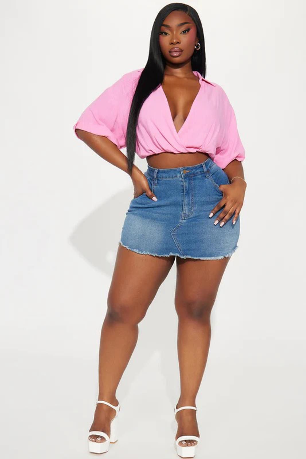 Fashion Nova Riley Linen Blouse Top - Pink Size XL / US 12-14 / IT 48-50 - 1 Thumbnail