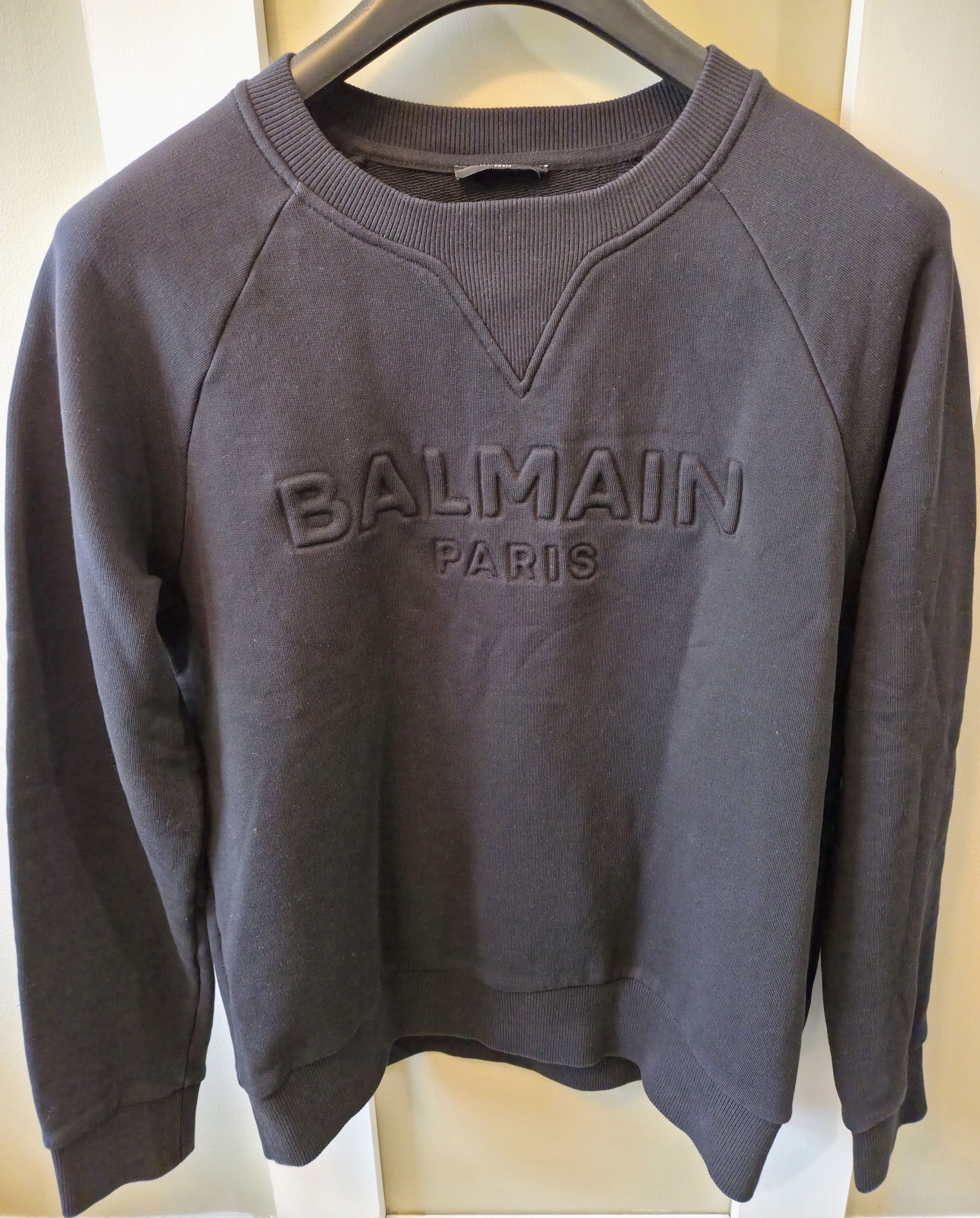 Balmain Balmain Logo Men's Black Cotton Pullover Sweater Size L Size US L / EU 52-54 / 3 - 1 Thumbnail