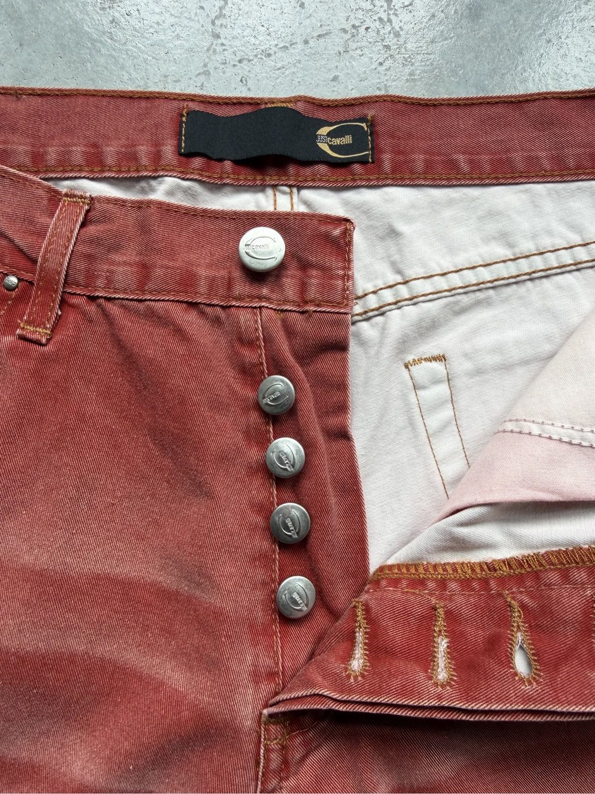 Just Cavalli SS00 Just Cavali Red Faded Denim Jeans Size US 32 / EU 48 - 3 Thumbnail