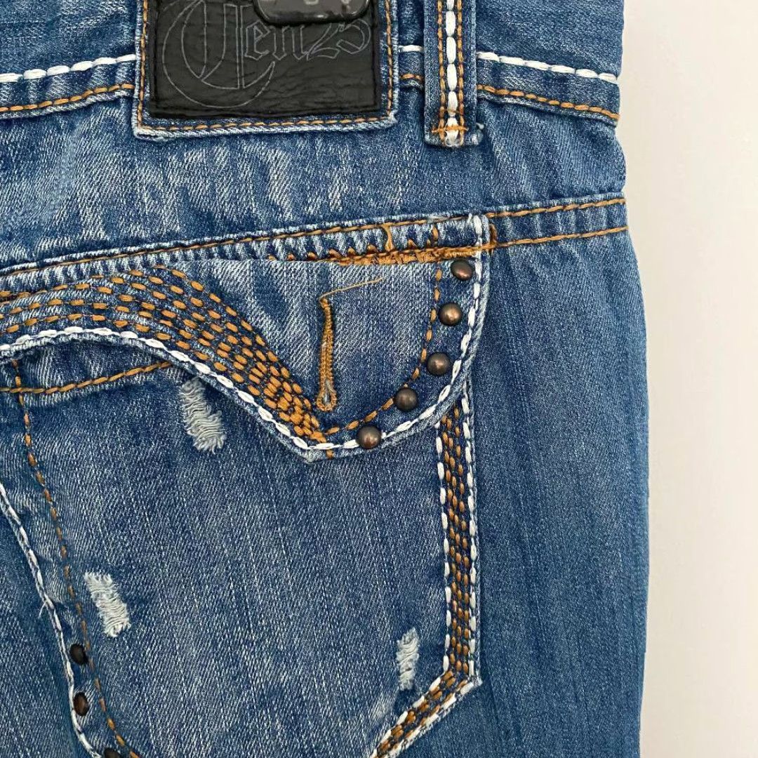 Vintage Ten25 Womens High Rise Straight Leg Distressed Blue Jeans Medium Wash Size 30" / US 8 / IT 44 - 4 Thumbnail