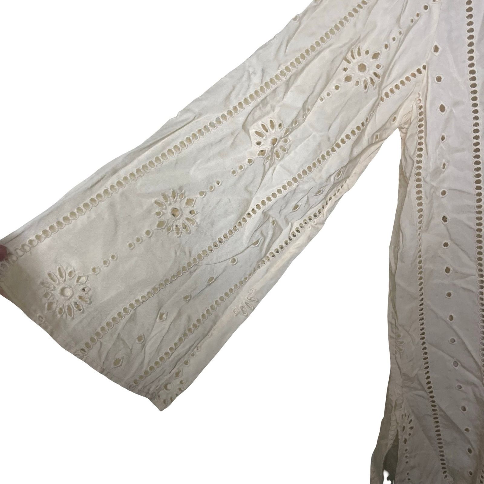 Other JUAN DE DIOS Lisa Cotton Eyelet Maxi Shirt in Beige Cream Size S / US 4 / IT 40 - 9 Thumbnail