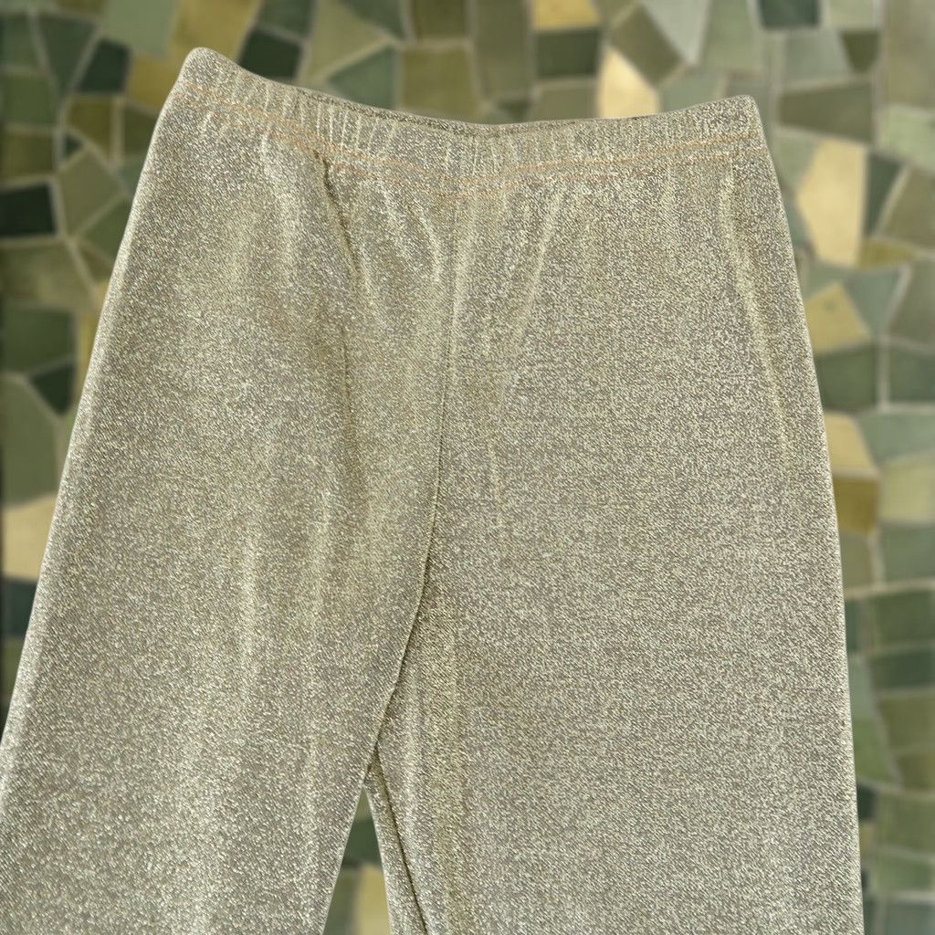 ASH VINTAGE Sash Leggings Gold Glitter Disco Glam 80s S Womens Party/Cocktail Striking Shimmer Pants S Size 28" / US 6 / IT 42 - 1 Thumbnail