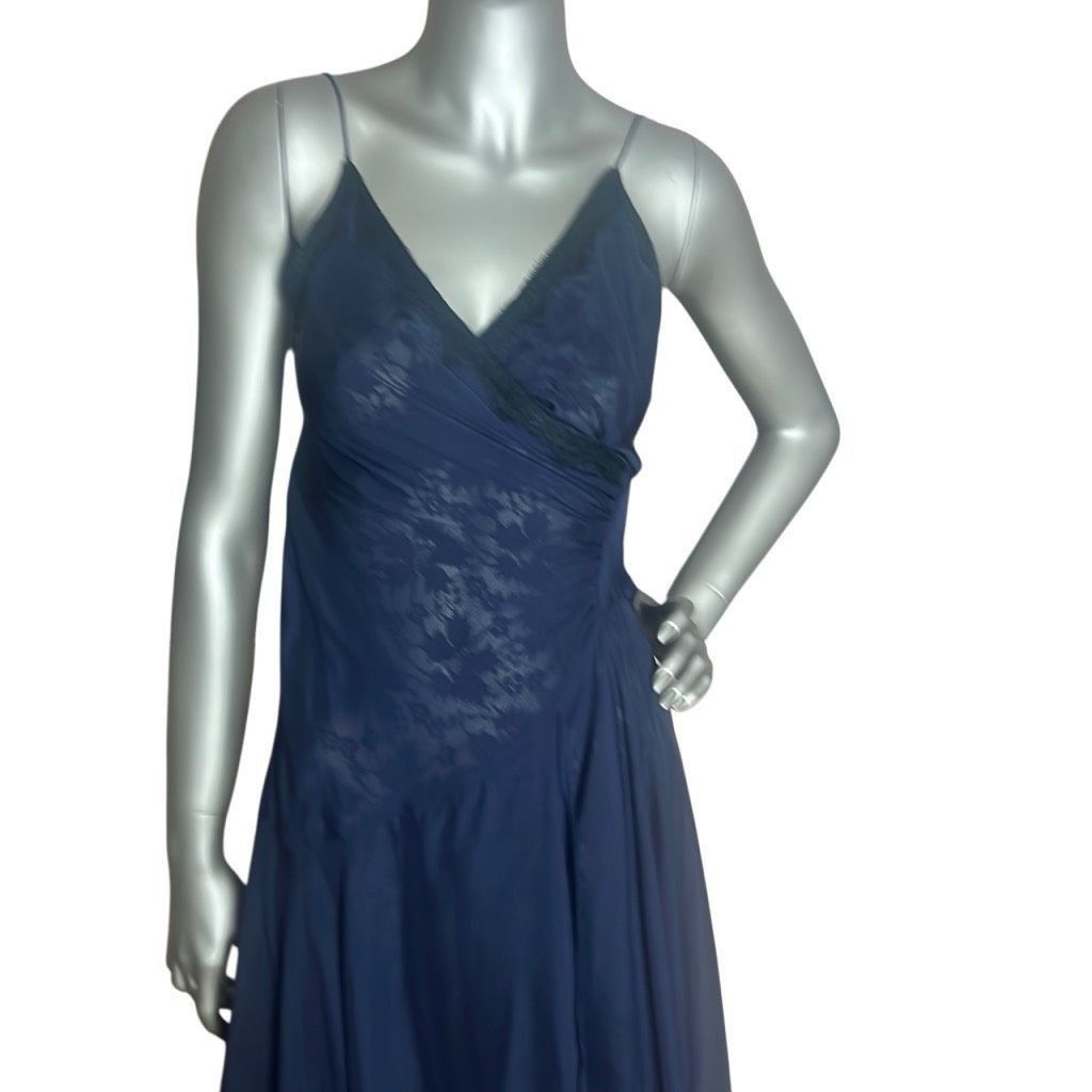 SikSilk Meghan Silk Lace-Trim Dark Blue Gown Dress 4 (024) Size S / US 4 / IT 40 - 2 Thumbnail