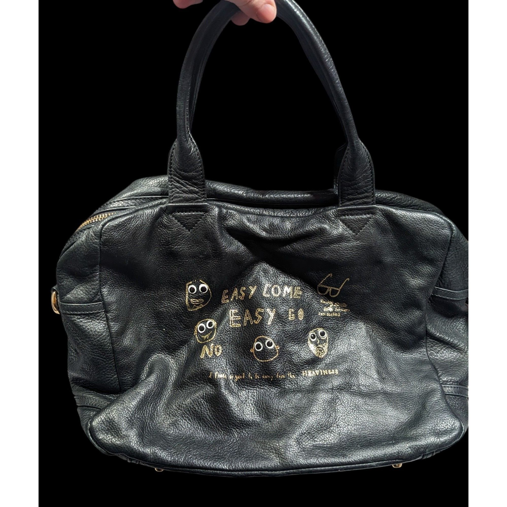Other Paris House Black Slouchy Leather Googly Eye Bag Size ONE SIZE - 1 Thumbnail