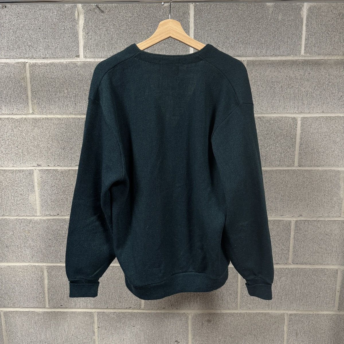Vintage 90s Dark Green Blue Cardigan Sweater ERD Grunge Chrome Size US L / EU 52-54 / 3 - 2 Thumbnail