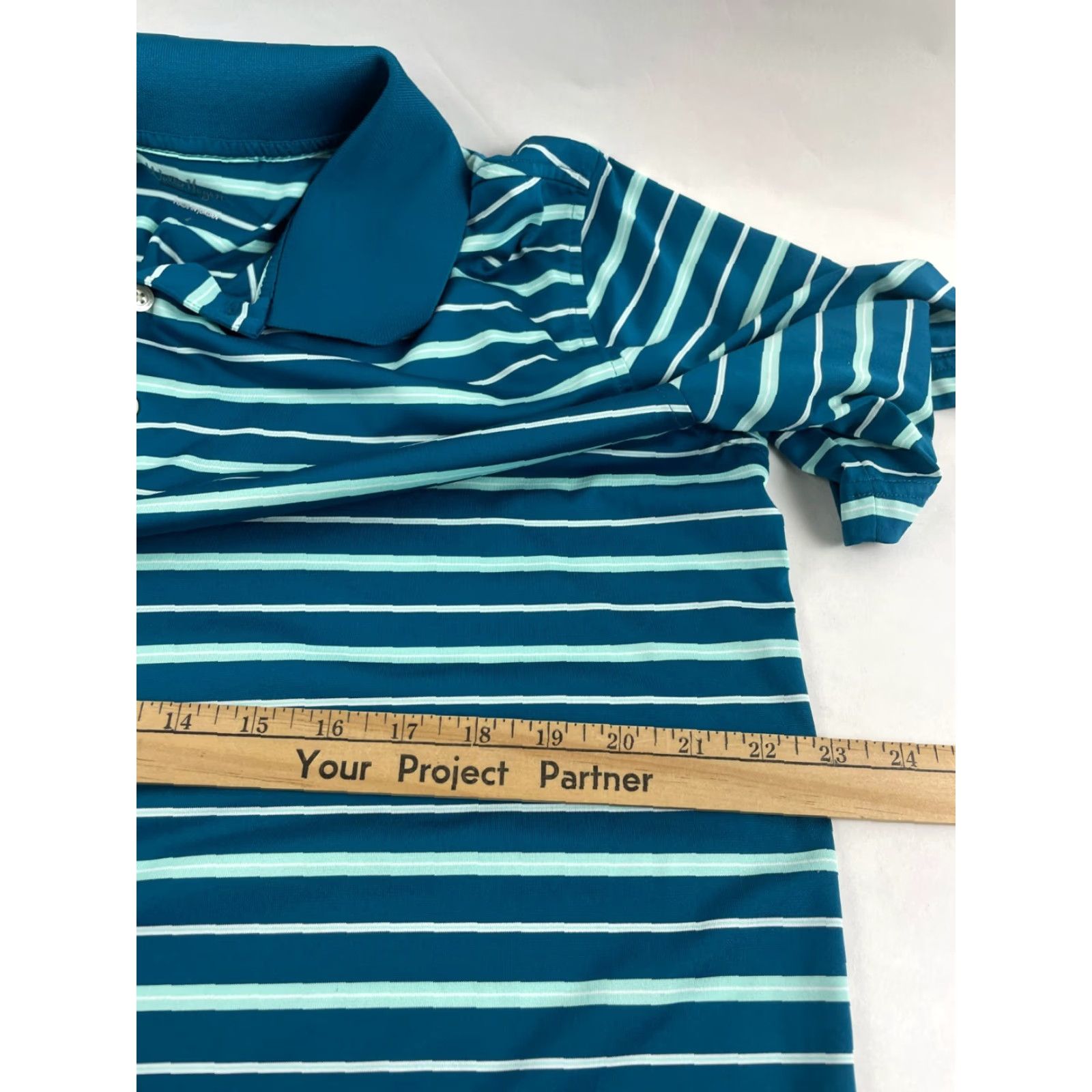 Vintage Walter Hagen Polo Shirt Men L Turquoise Teal Golf Striped Short Slv Polo Size US L / EU 52-54 / 3 - 4 Thumbnail