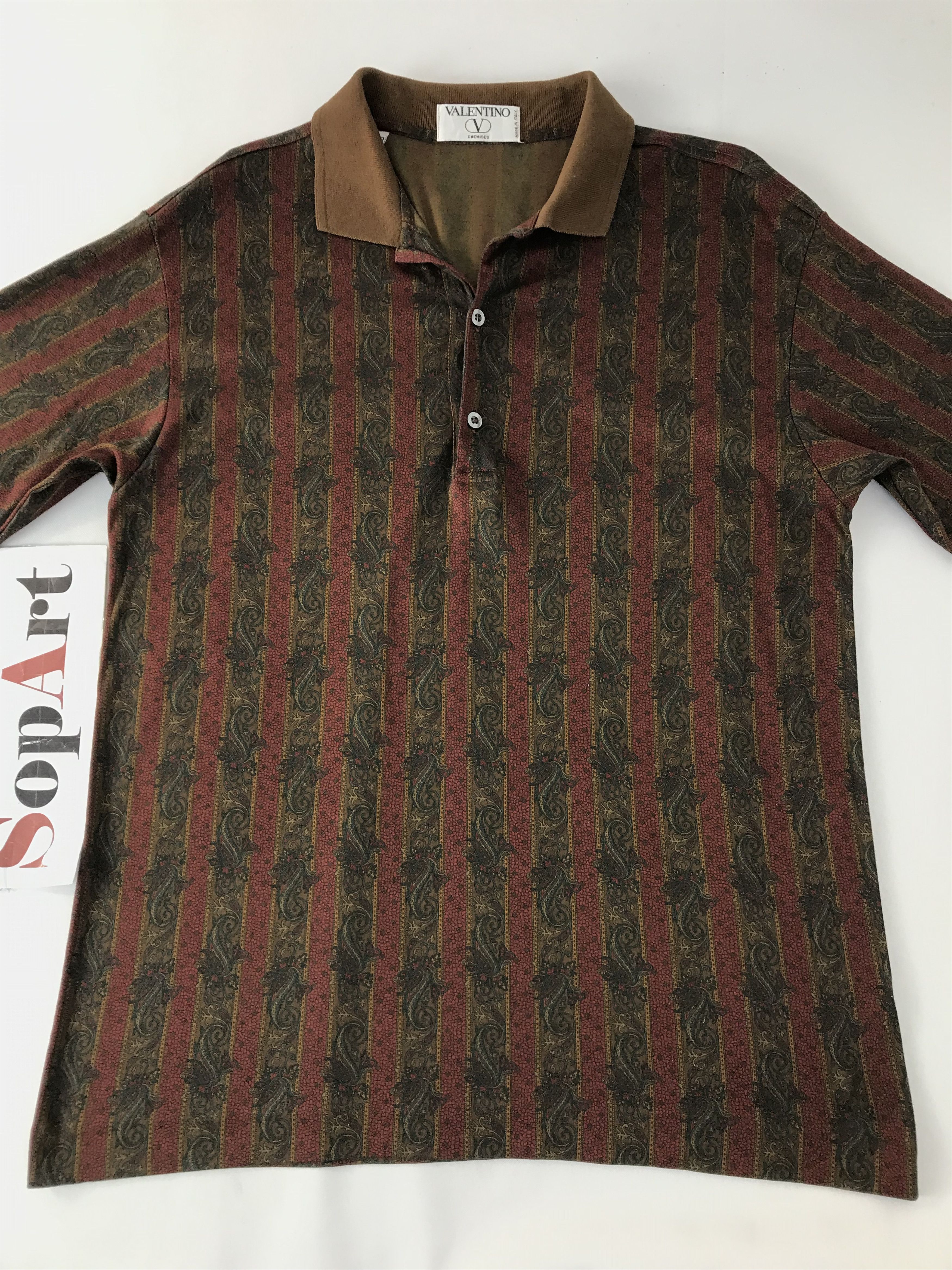Valentino Vtg Valentino Chemises Paisley Art Full Print Polo Shirt Size US M / EU 48-50 / 2 - 3 Thumbnail