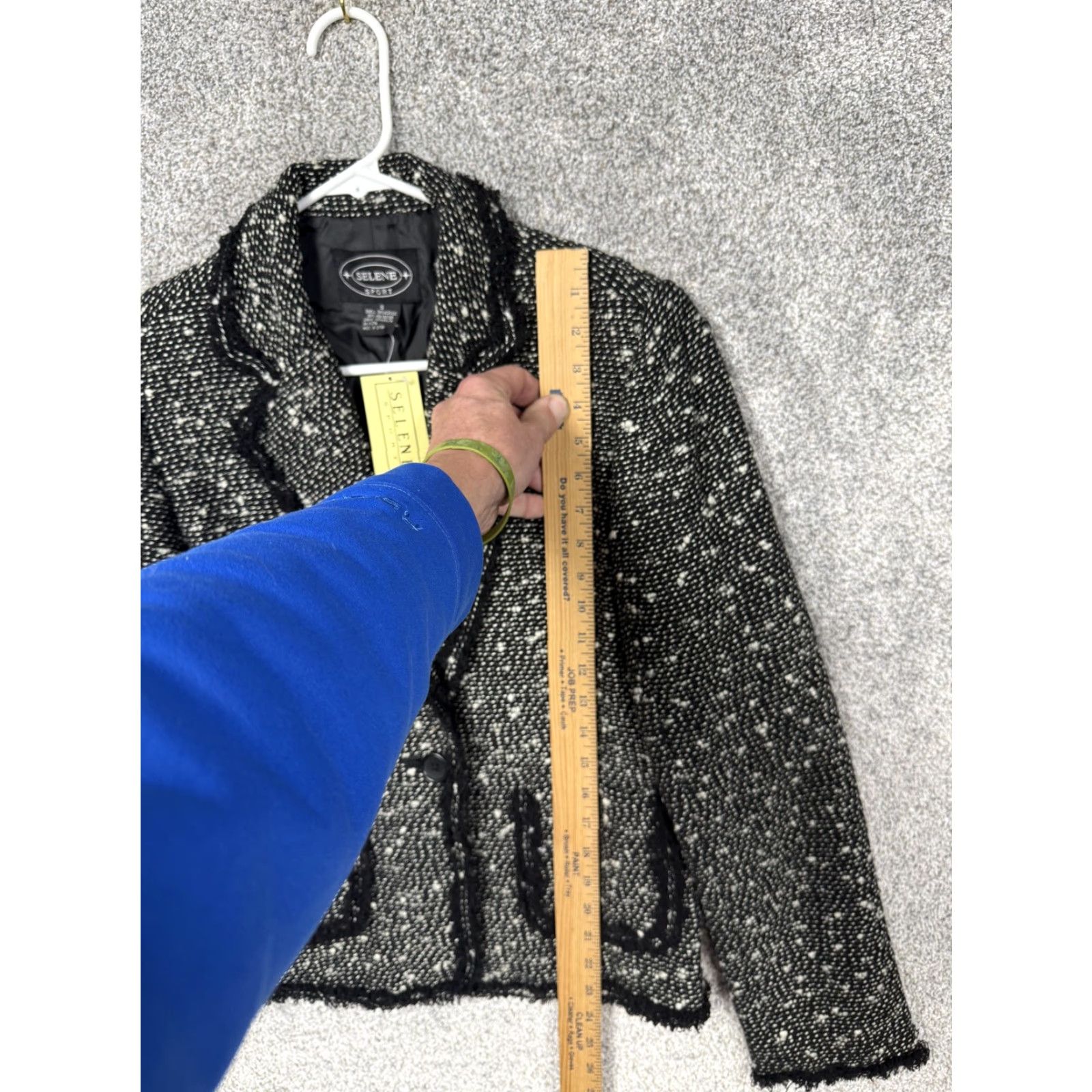 Vintage VINTAGE Selene Sport Blazer S Women Black Tweed Fringe Notched Collar Single-Breasted Pockets 90s 00s Office Casual Buttoned Size S / US 4 / IT 40 - 7 Thumbnail