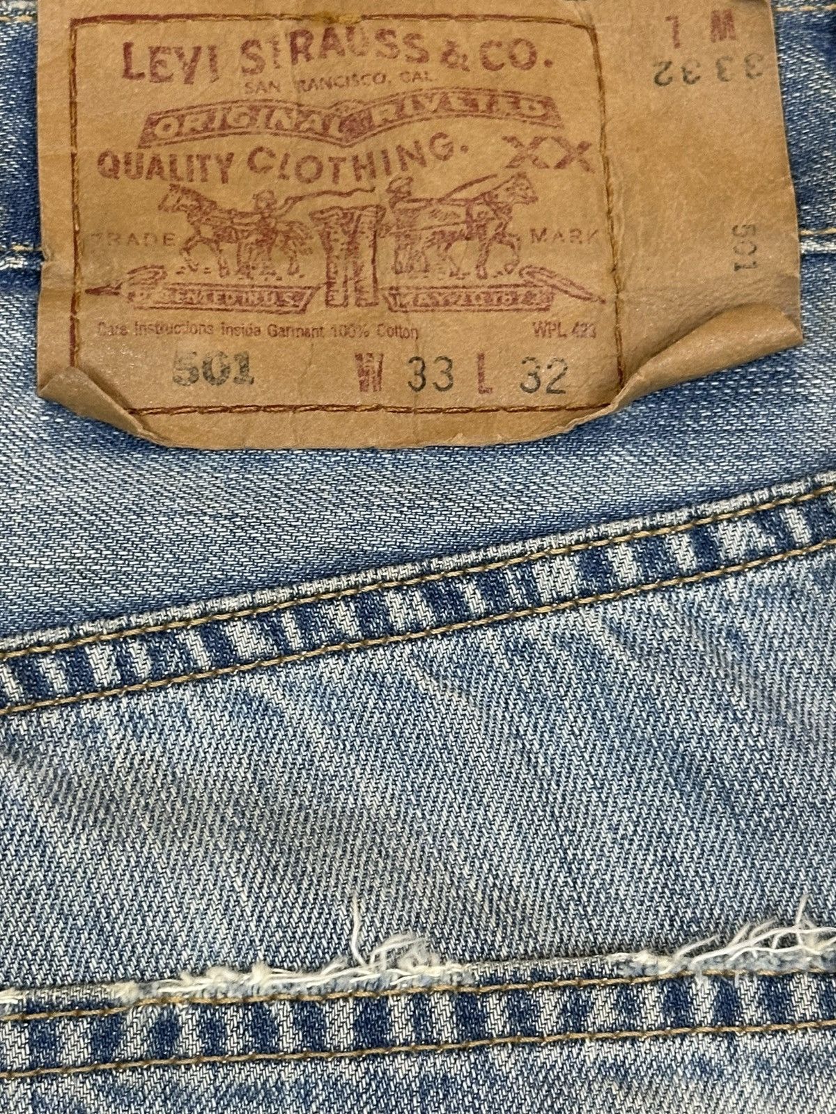 Levi's Vintage 90s Levis 501 Mud Faded Wash Distressed Baggy Jeans Size US 32 / EU 48 - 9 Thumbnail