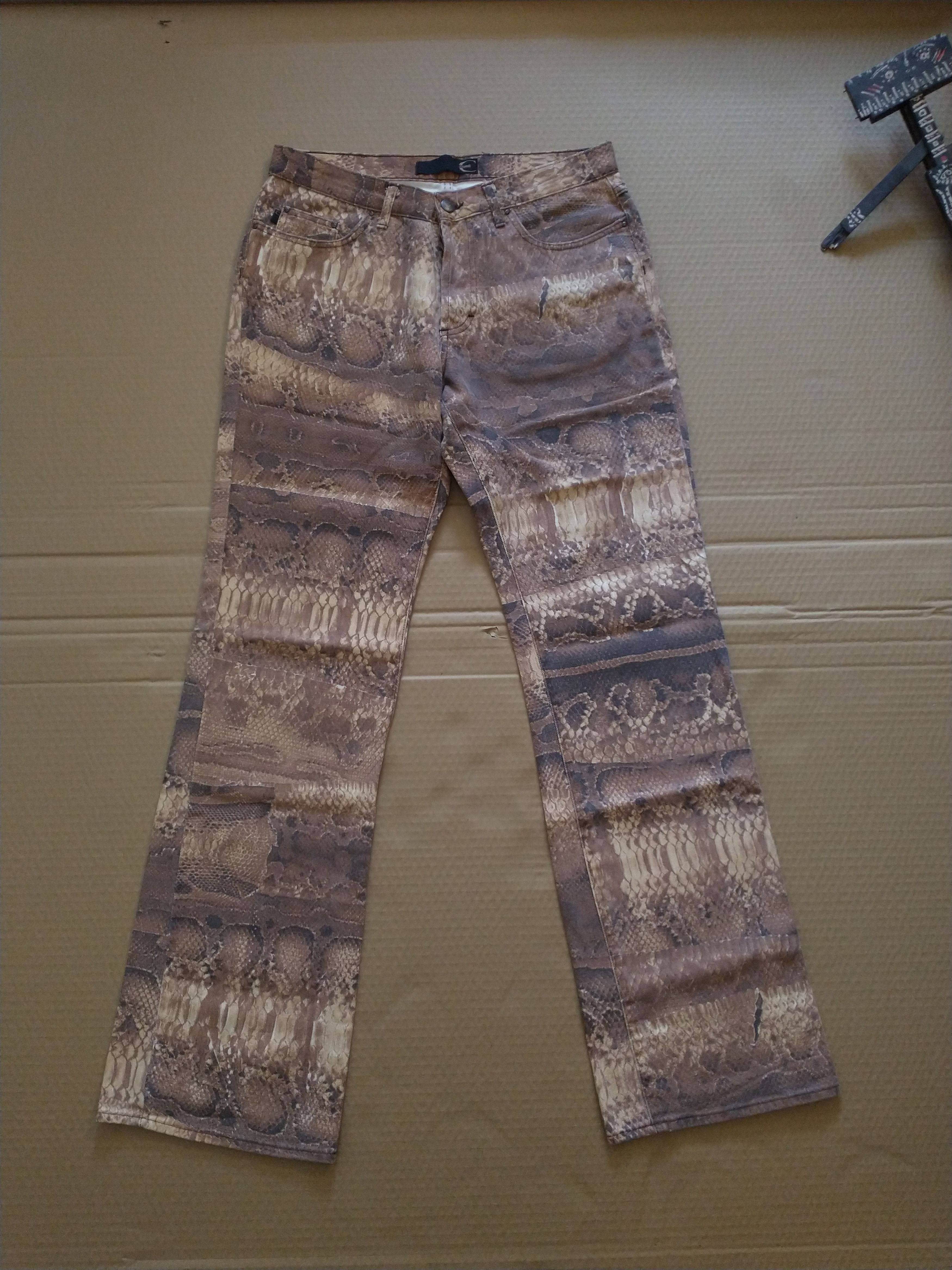 image of Just Cavalli Roberto Cavalli Snake Print Flared Jeans in Snakeskin, Men's (Size 33)