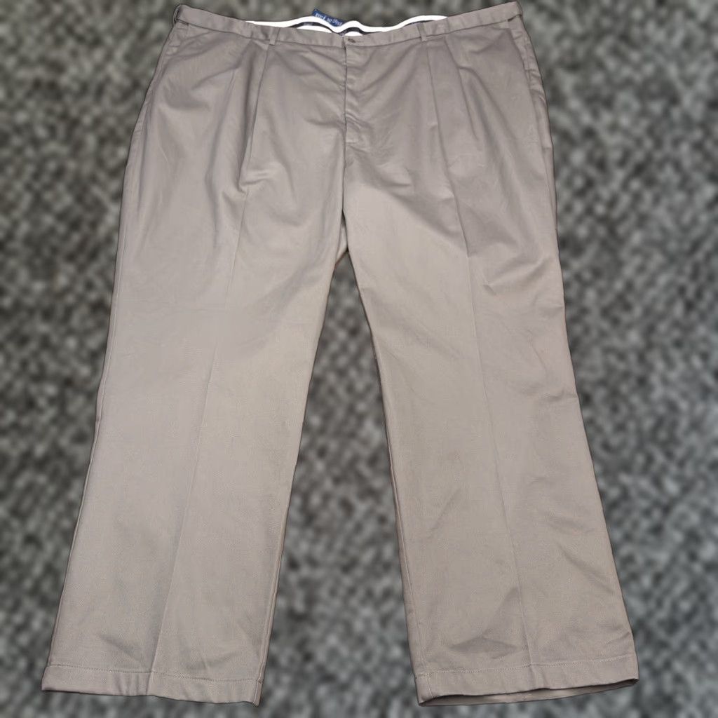 Haggar Haggar Pants Khaki Classic Fit Big & Tall 60x34 Olive Green Cotton Twill No Iron W2W Work To Weekend Straight Leg Mens Size US 44 / EU 60 - 1 Thumbnail