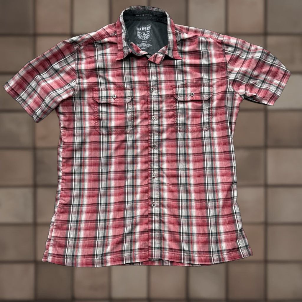 Vintage KÜHL Eluxur Shirt Mens L Red Plaid Short Sleeve Button Front Outdoor Hiking Size US L / EU 52-54 / 3 - 1 Thumbnail