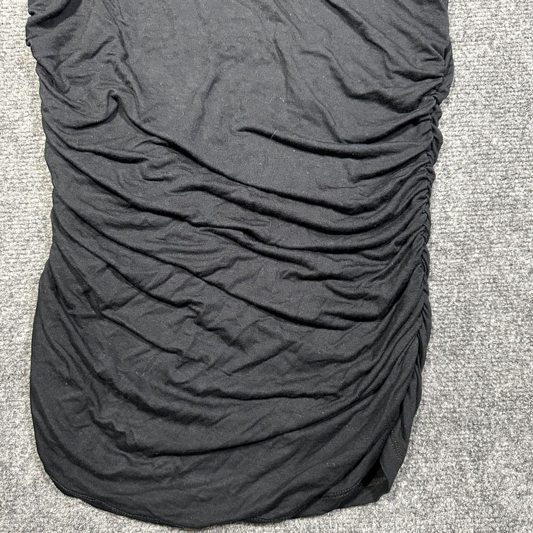 Bcbgmaxazria BCBGMAXAZRIA Top Womens Medium Black One Shoulder Ruched Sleeveless Tank Pullover Casual Party/Cocktail Modern Classic Knit Rayon Spandex Size M / US 6-8 / IT 42-44 - 2 Thumbnail