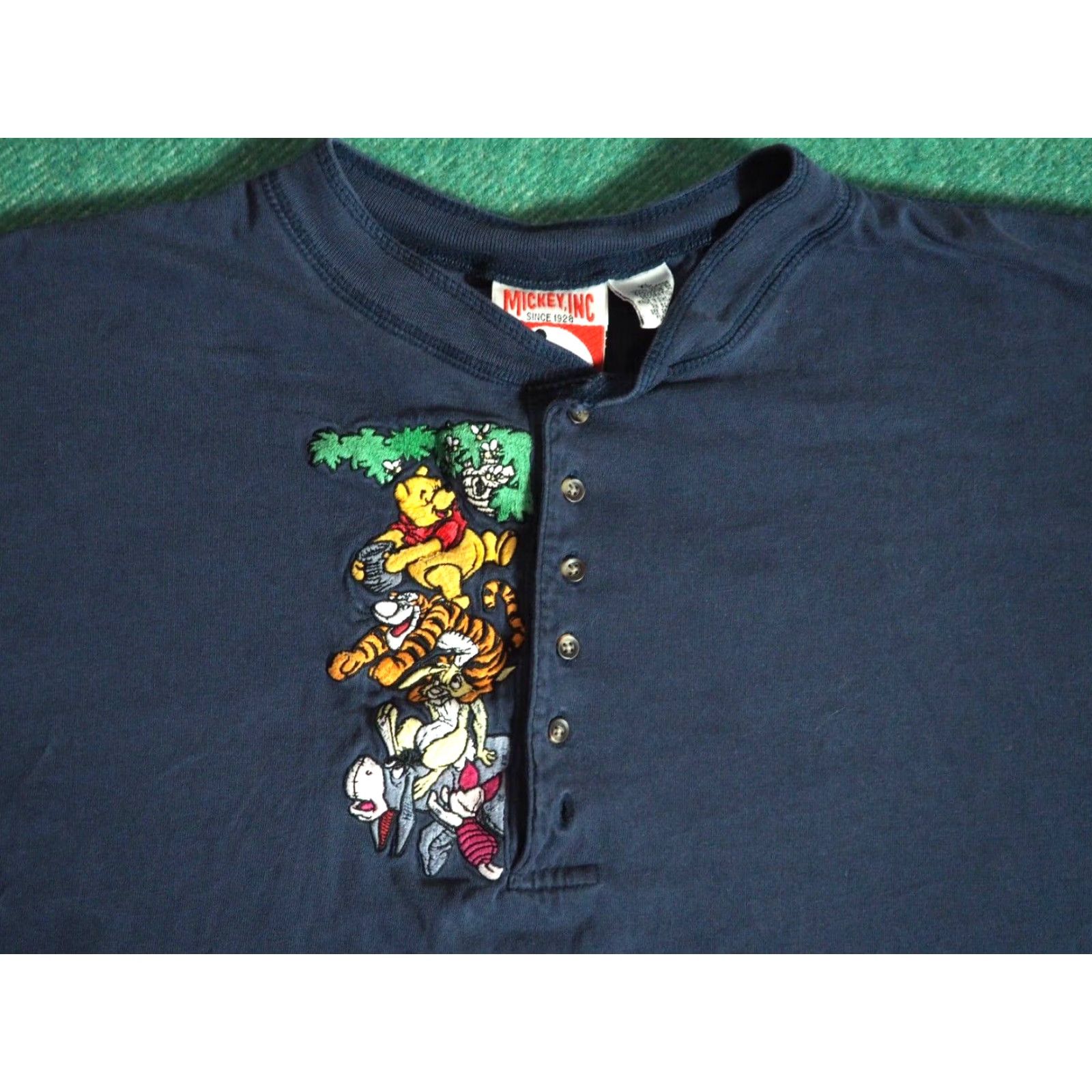 Disney VTG 90s Disney MICKEY INC Winnie Pooh Henley Blue Faded L/S Tee T-Shirt XL Unisex Blue 1990s Embellished Tee Mens Womens Boys Girls XL Size US XL / EU 56 / 4 - 3 Thumbnail