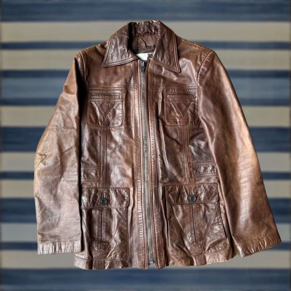 Vintage VINTAGE Chess King Leather Jacket Jacket 40 Red Full Zip Mens Size US XXS / EU 40 - 1 Thumbnail