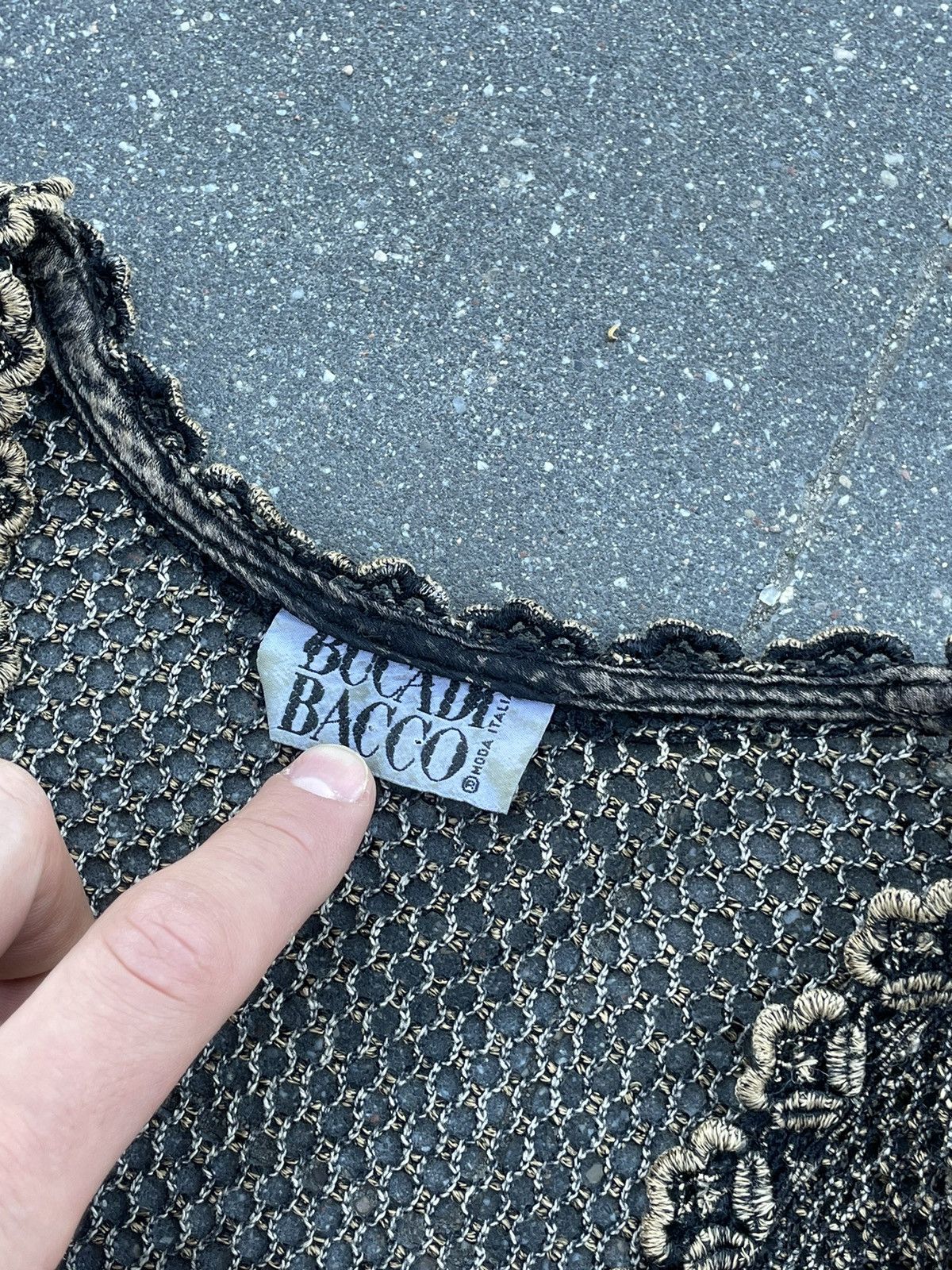 Italic × Vintage Bucadi Bacco Dark Leaves Crop Top Cardigan Mesh Style Opium Size S / US 4 / IT 40 - 5 Thumbnail