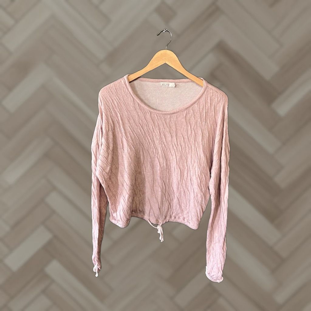 Vintage BAREFOOT DREAMS Malibu Collection Pink Modal Soft Crinkle Crop Top Size Medium - Pullover Women's Sweater Long Sleeve T Shirt Casual Shirt Padres? Size M / US 6-8 / IT 42-44 - 1 Thumbnail